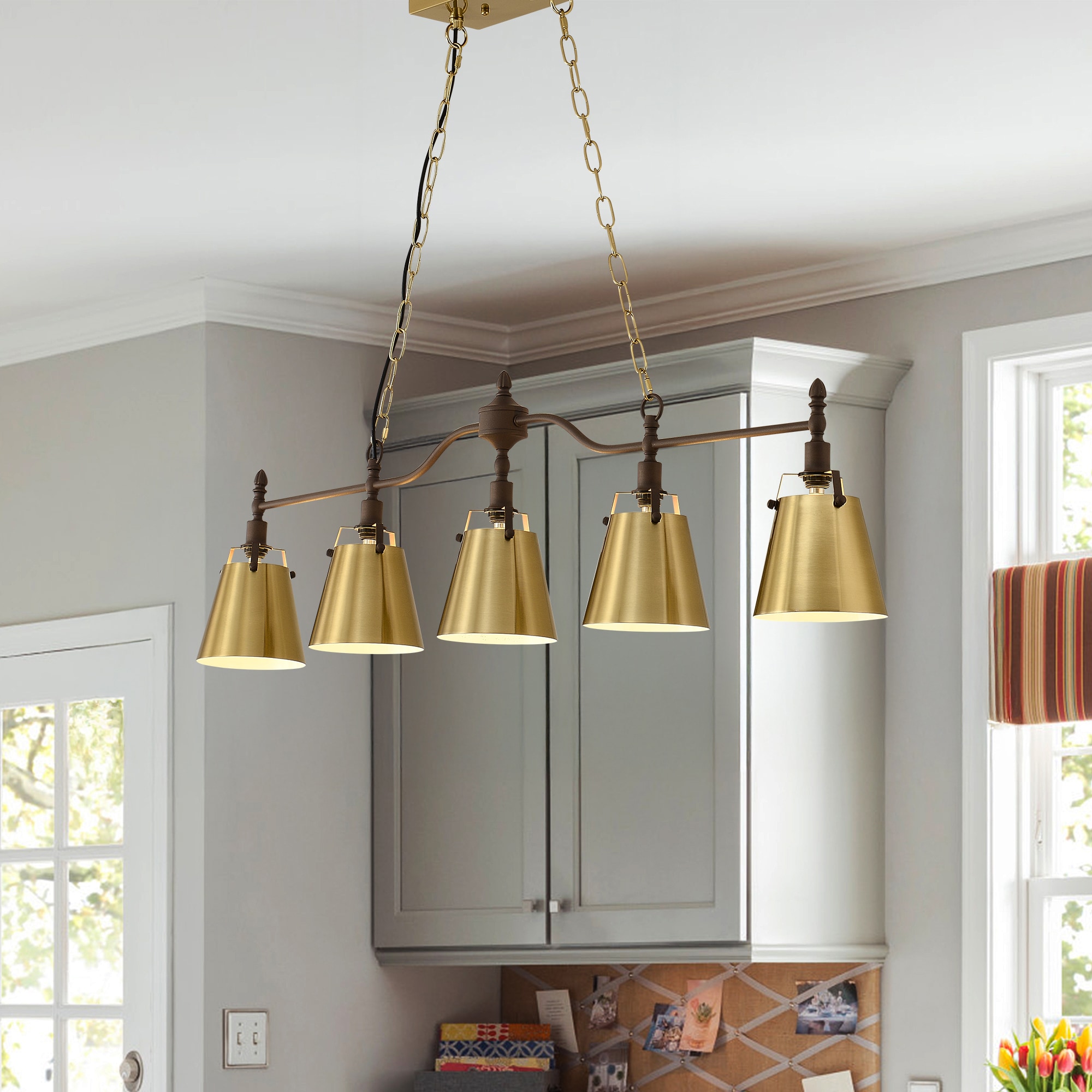 Lucy　0605 xersbav 5 Light Modern Farmhouse Chandelier 47in Industrial Retro