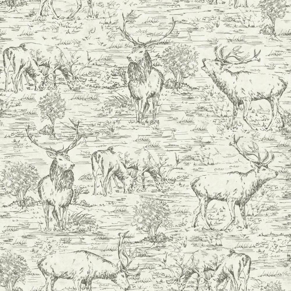 York Wallcoverings LG1445 Rustic Living 56-Sq. Feet Black Paper Toile Prepasted Soak and Hang Wallpaper