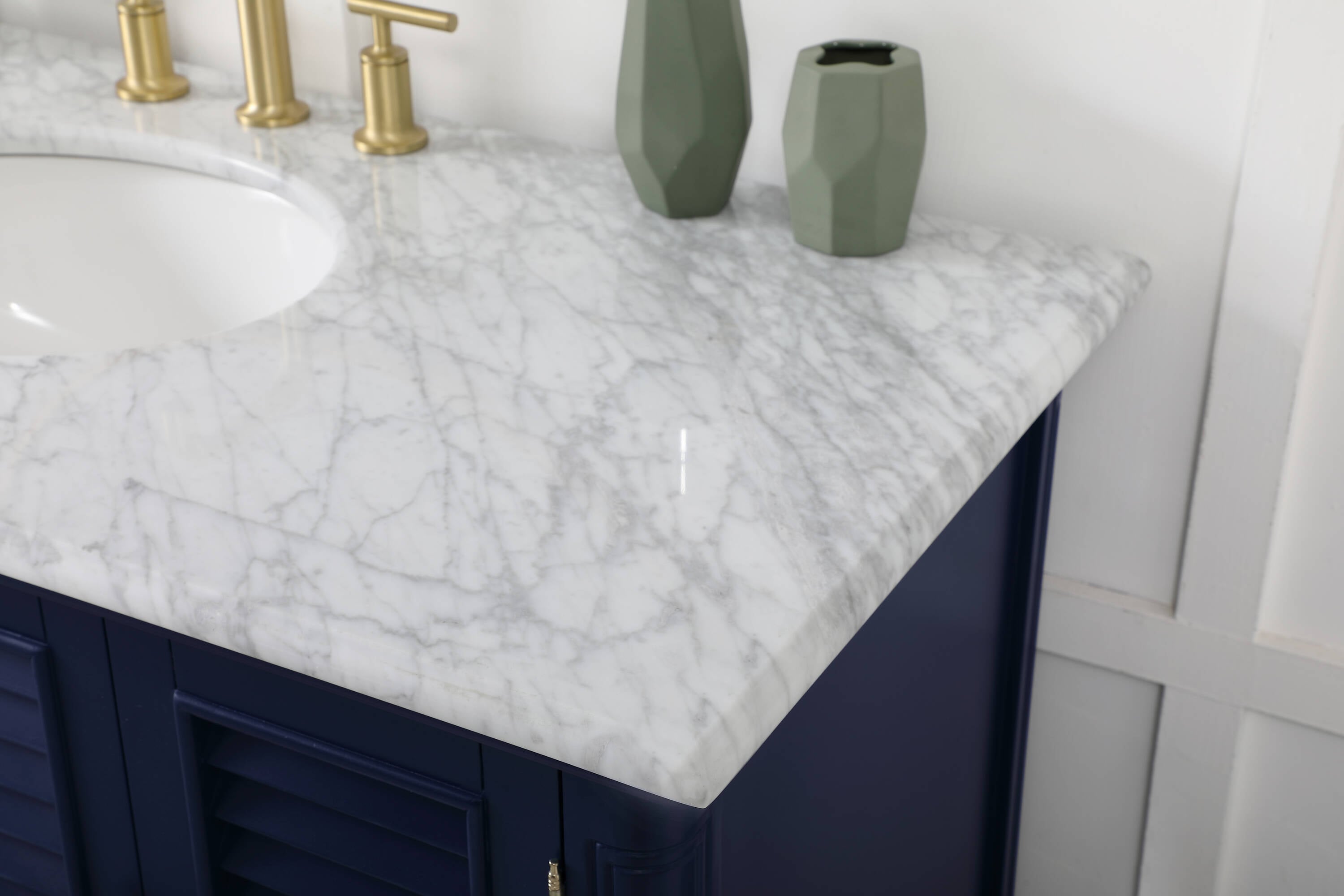 Rhodes 48" Blue Solid Wood Bathroom Vanity with Marble Top