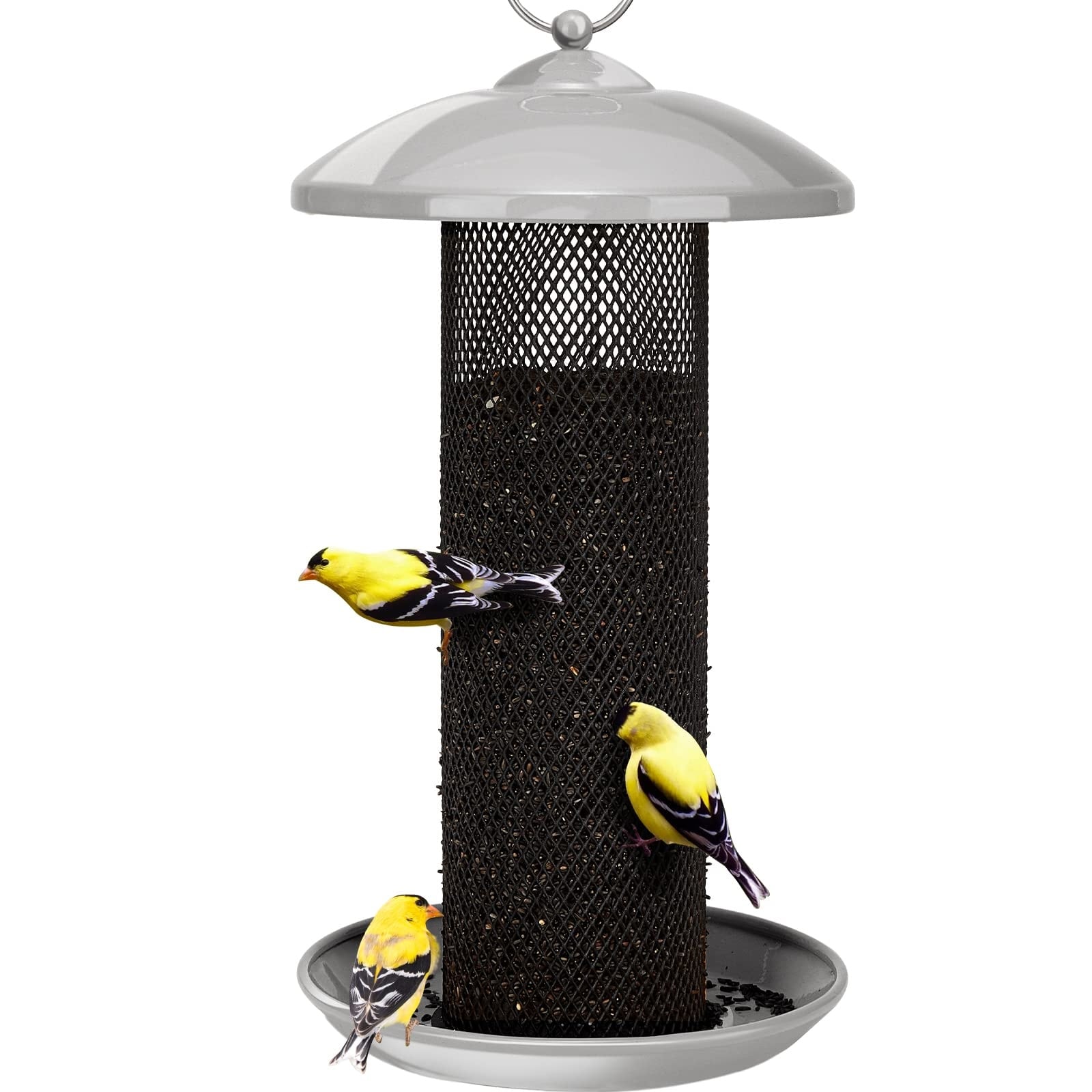 ITOPFOX -  Finch Bird Feeder Outdoor Hanging Metal Mesh Tube Squirrel Proof Large Capacity Holds ...