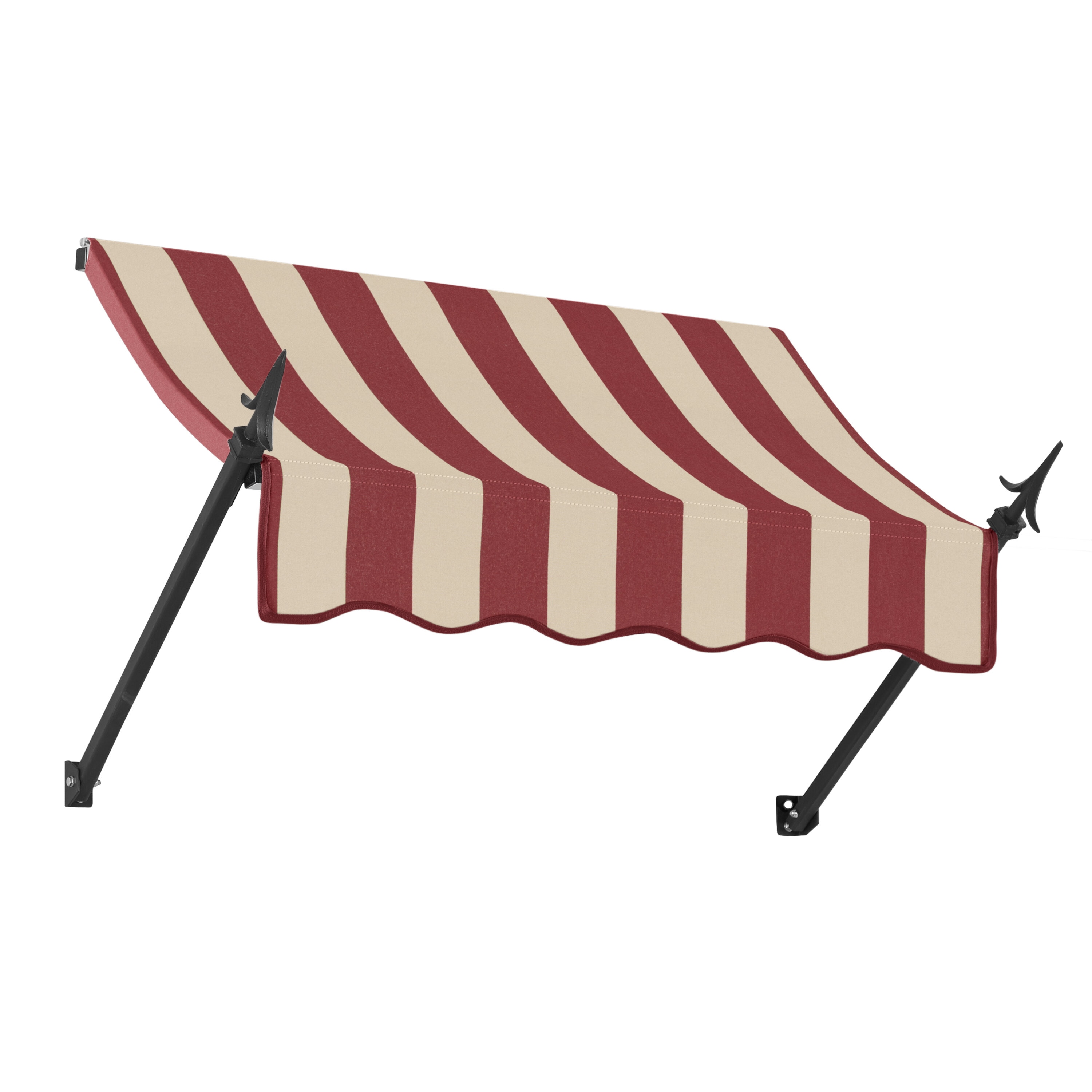 Awntech NO21-L-3BT New Orleans 40.5-in Wide x 16-in Projection x 24-in Height Fabric Burgundy/Tan Stripe Striped Fixed Window/Door Awning