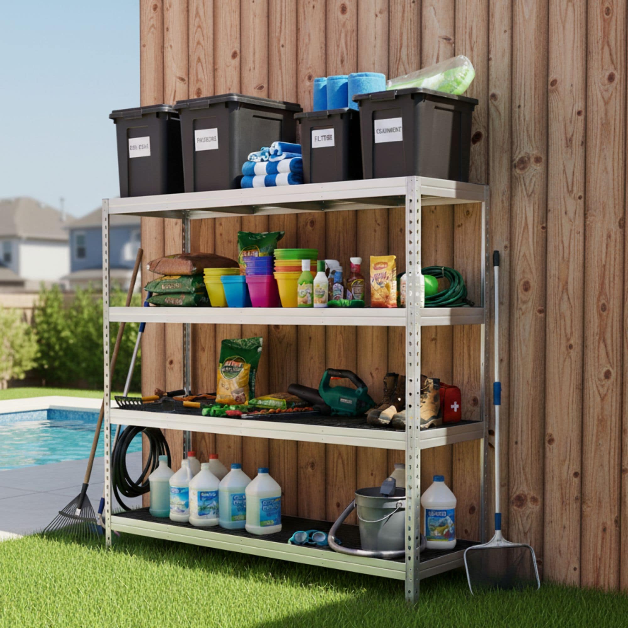 AR Shelving 59-in W x 20-in D x 71-in H 4 -Tier Silver Metal Utility Shelving Unit
