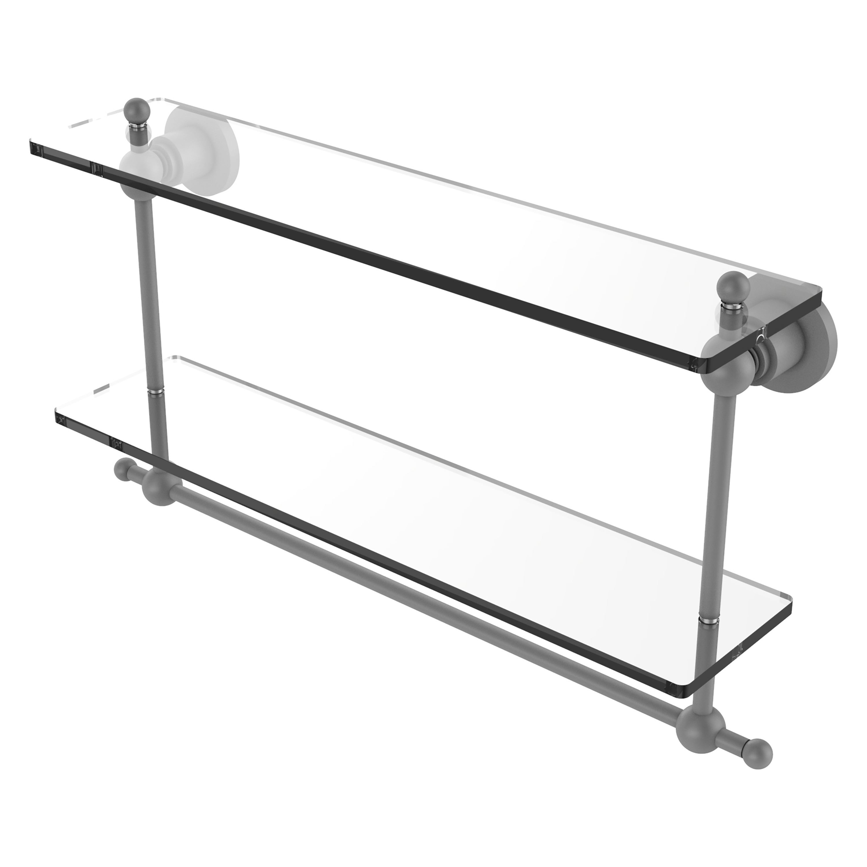 Allied Brass AP-2TB/22-GYM Astor Place Matte Gray 2 -Tier Wall mount Bathroom Shelf ( 22-in x 12-in x 5-in )