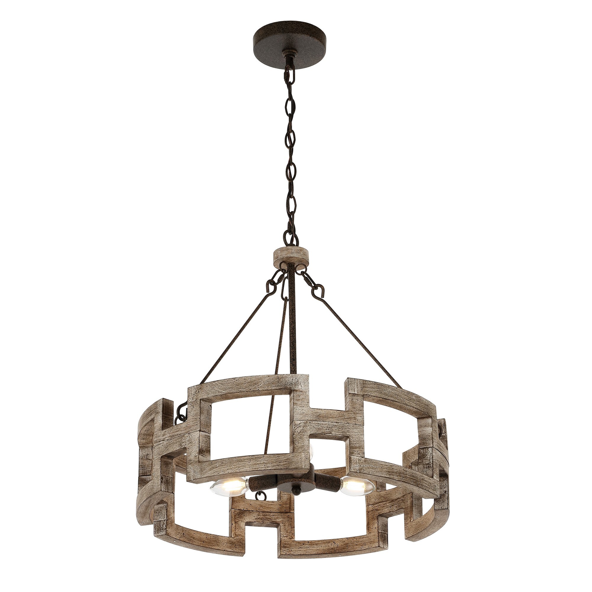 GETLEDEL FX-370100 3 -Light Brown Farmhouse For Use in Bedrooms, Dining Rooms, Foyers, Kitchens, Living Rooms Chandelier