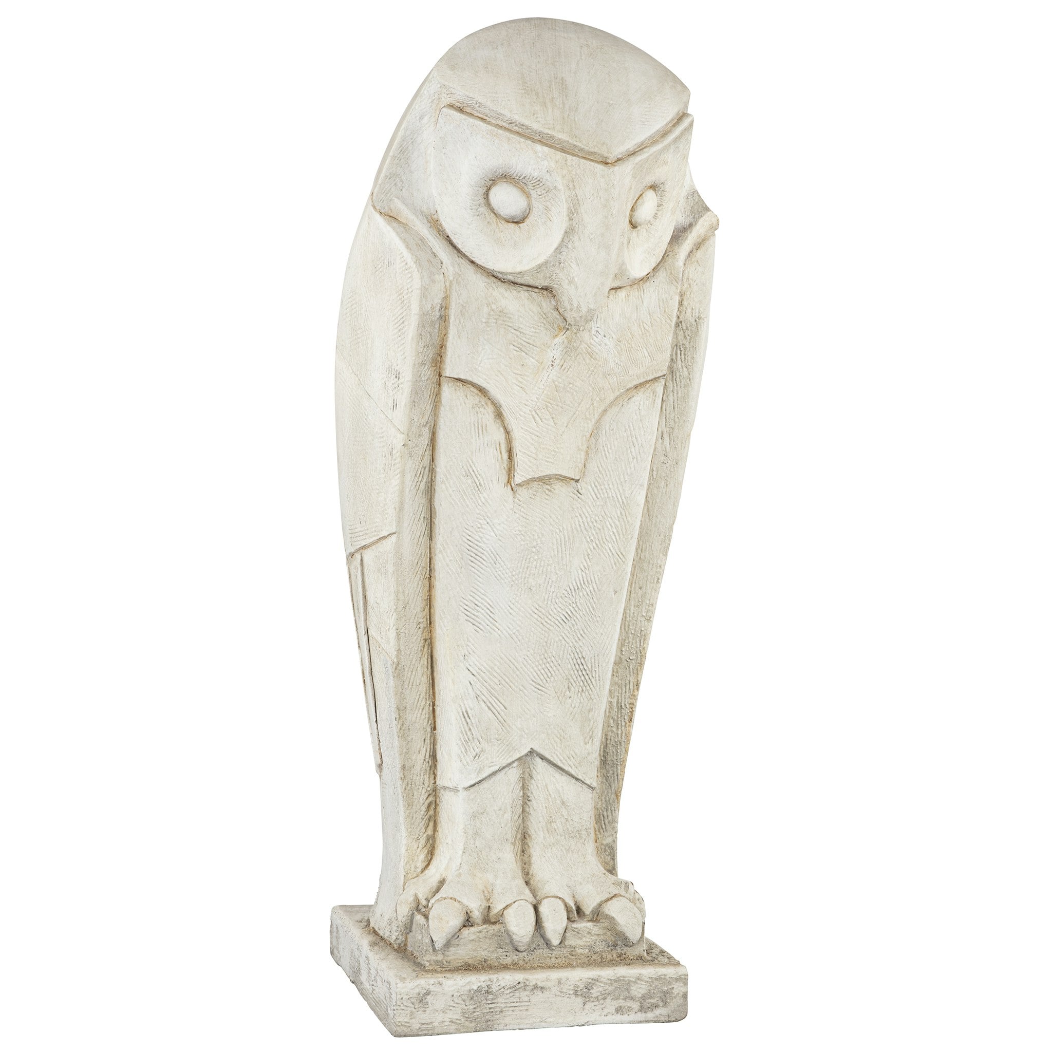 White Resin Art Deco Owl Garden Statue