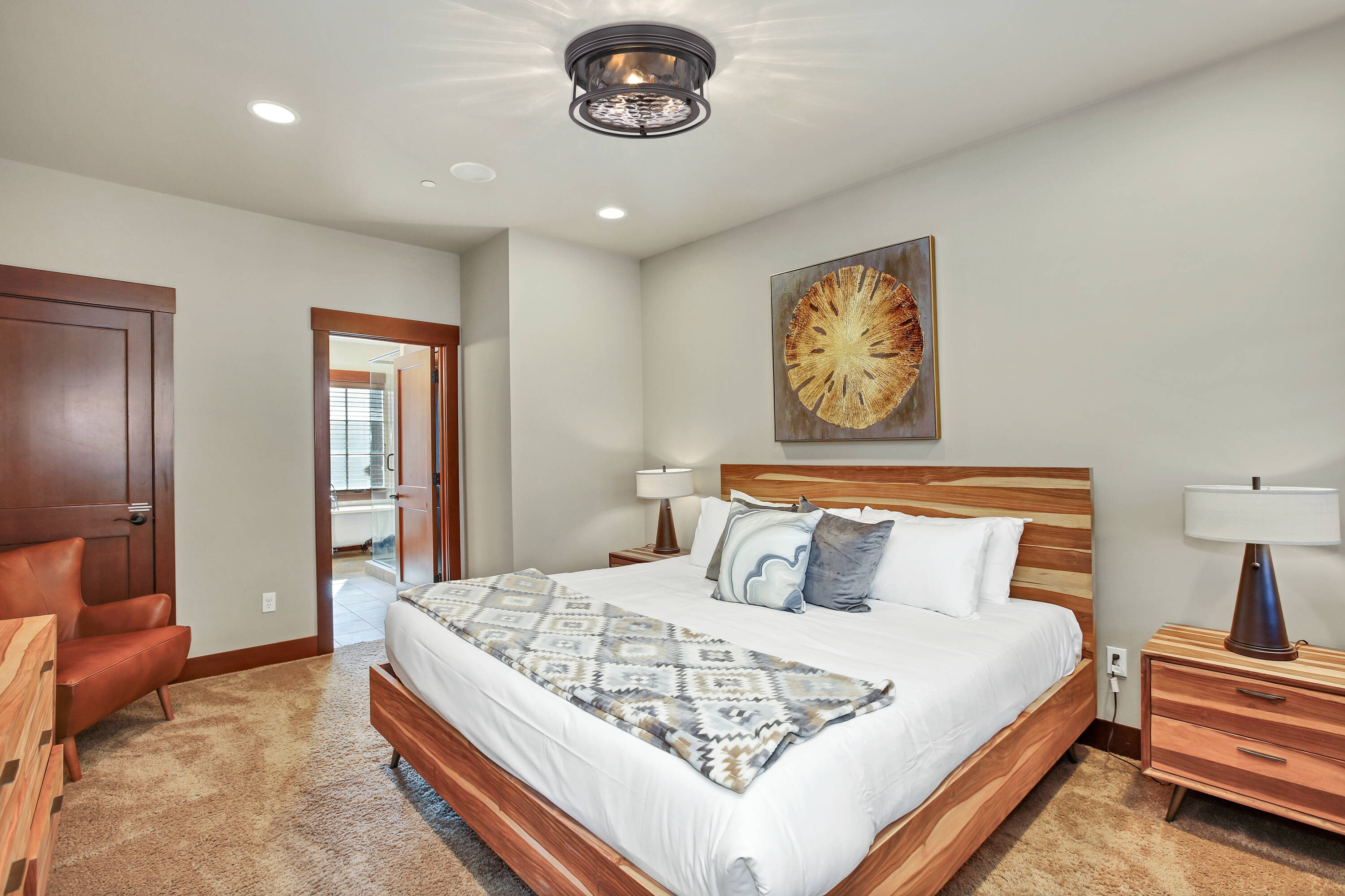 Clarion Transitional Bronze 3-Light Flush Mount with Waterglass Shade