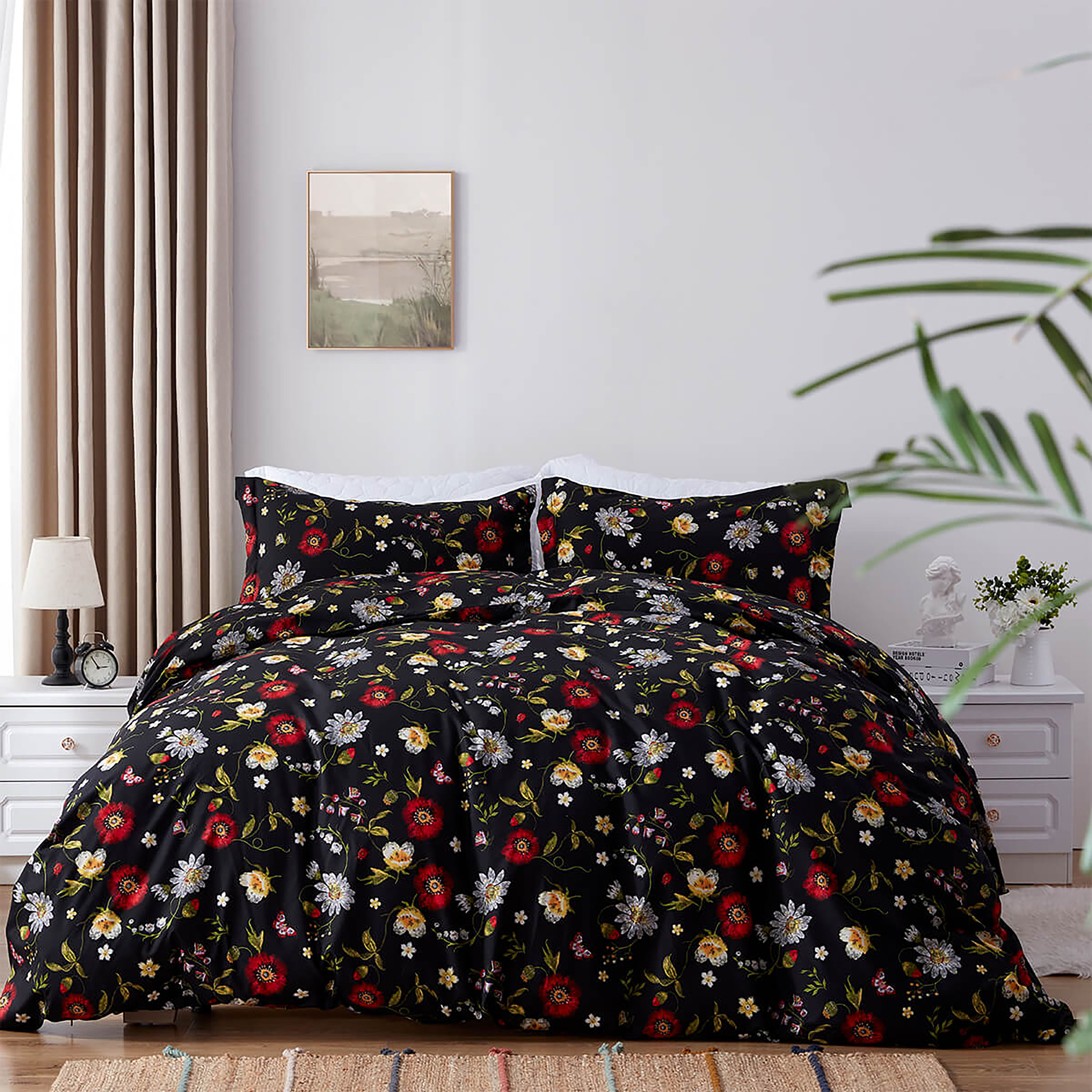 SunStyle Home 90207 2 -Piece Floral Twin Duvet cover Set