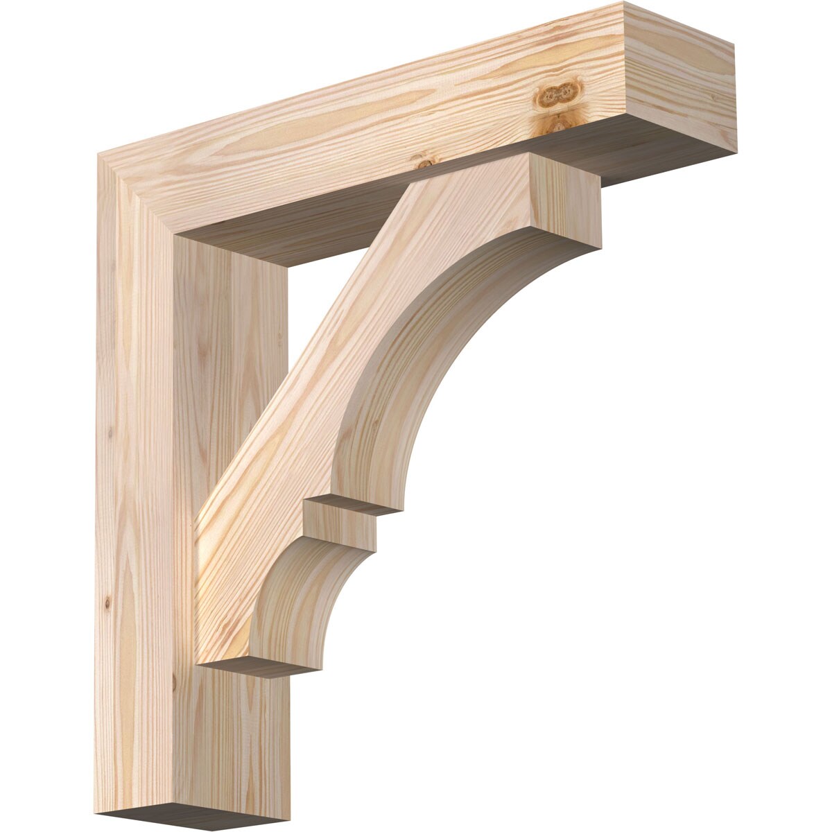 Ekena Millwork 1462141 Balboa block smooth bracket with offset brace 5-1/2-in x 22-in x 22-in Douglas fir Brown Wood Standard bracket