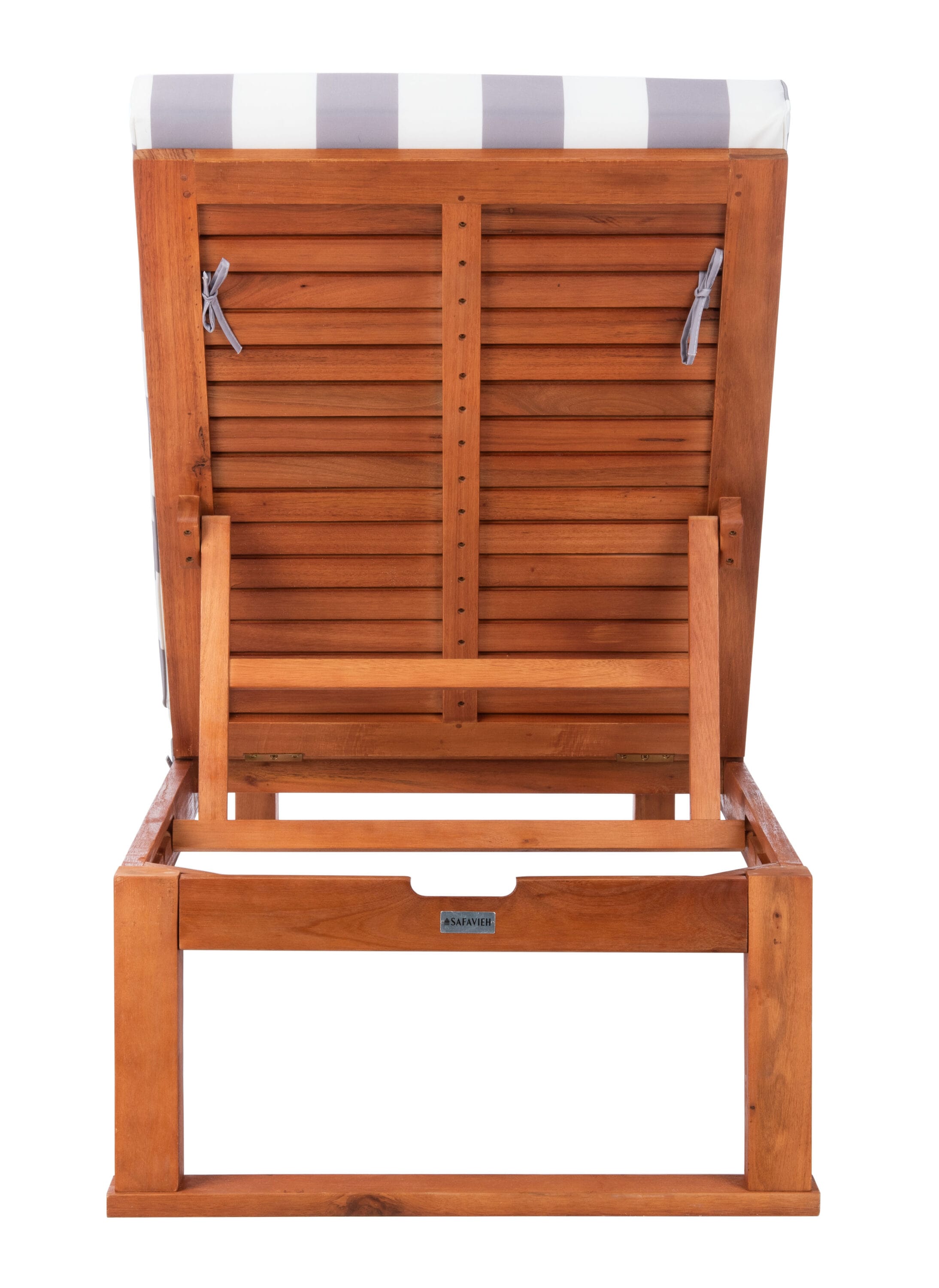 Safavieh PAT7024G Solano Natural Wood Frame Stationary Chaise Lounge Chair with Gray Slat Seat