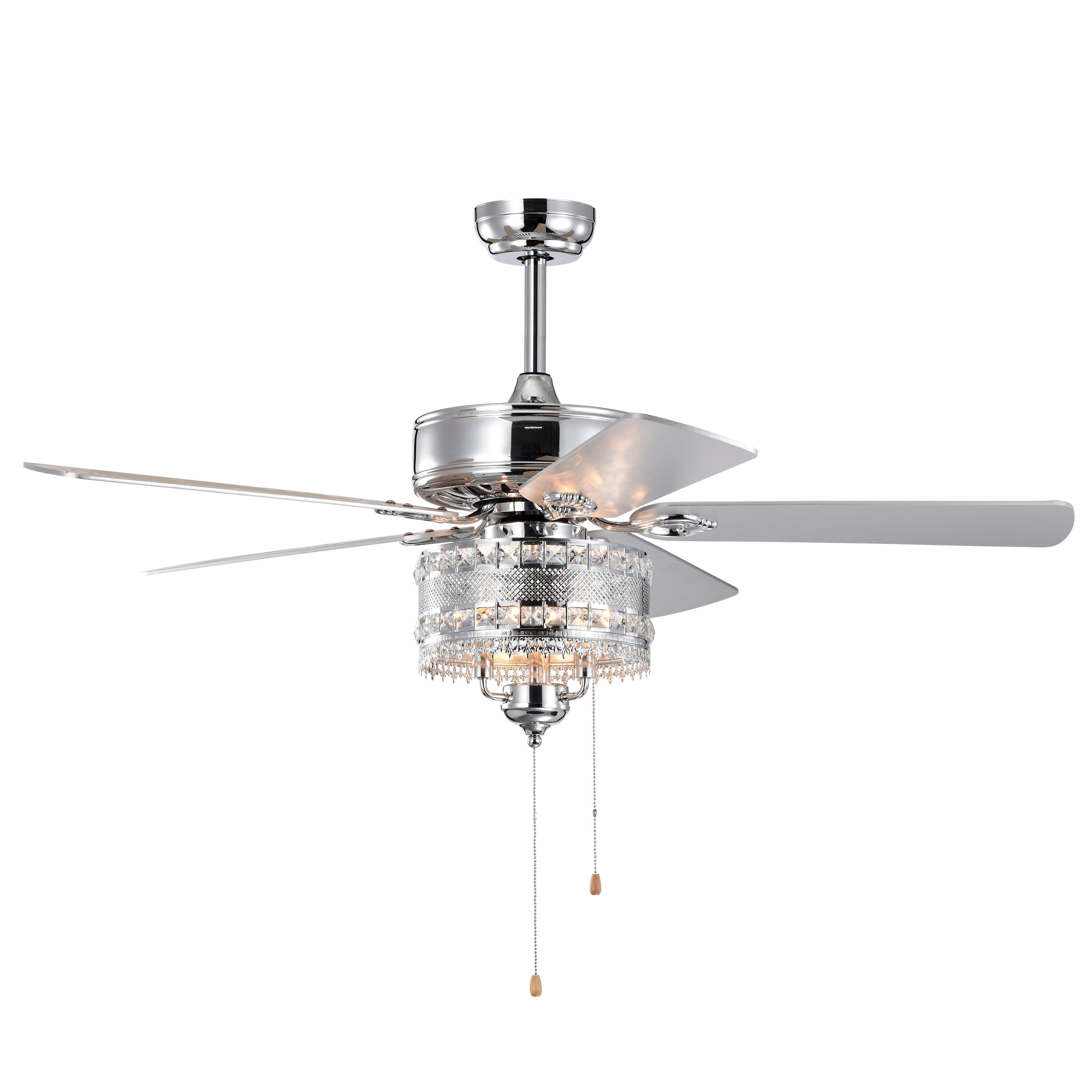 Innobule LAMP-0352063 Ceiling Fan 51.96-in Downrod or Flush Mount Chrome with Chrome Blades Plug-in Ceiling Fan Without Light - Remote Included ( 5 -Blade )