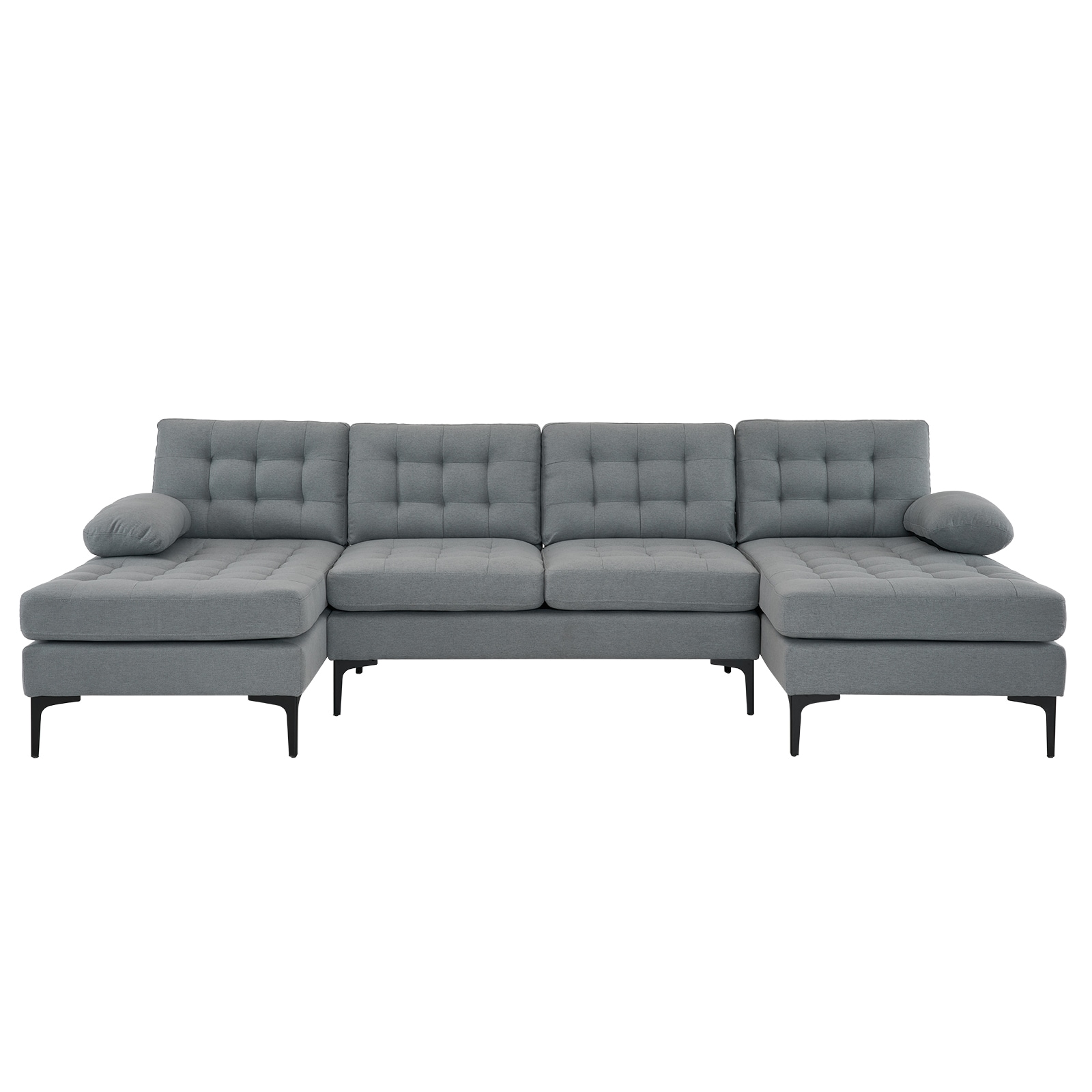 Outopee L1G52002226-28 110-in Modern Gray Linen Sectional