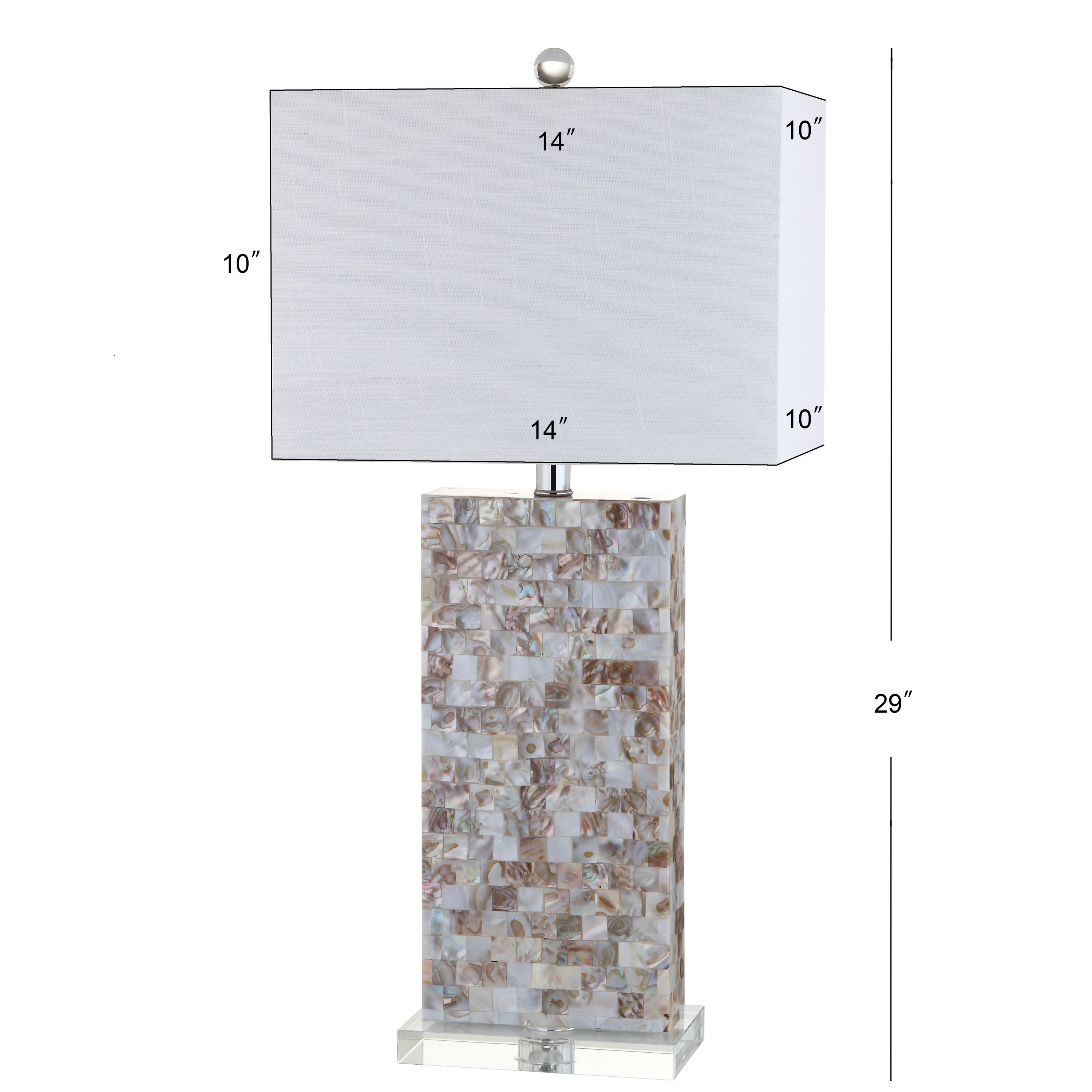 Natural Capiz Shell and Chrome Rectangle Nightstand Lamp