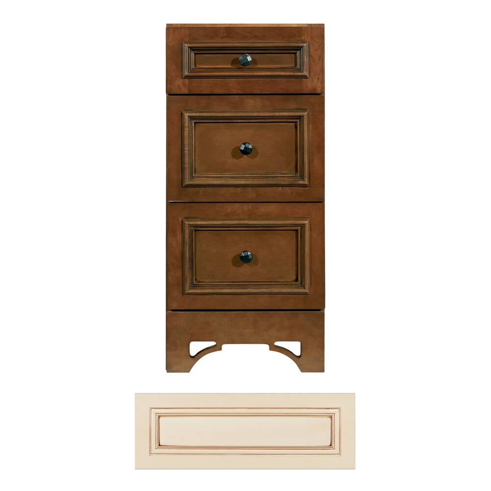 Architectural Bath ABS12D-75 Savannah 12-in W x 33.5-in H x 21-in D Vanilla/Chocolate 3-Drawer Maple Cabinet Banks