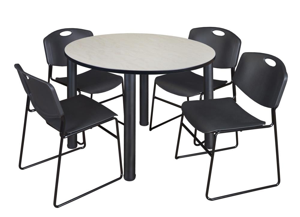 Regency TB48RNDPLBPBK44BK Breakroom Off-white 4-Person Training Table (48-in W x 29-in H)