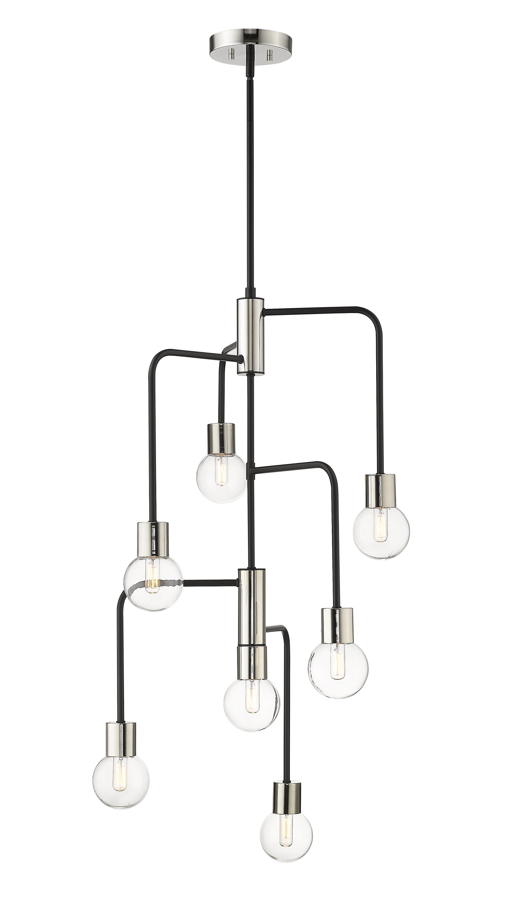 Neutra 7-Light Matte Black and Polished Nickel Chandelier