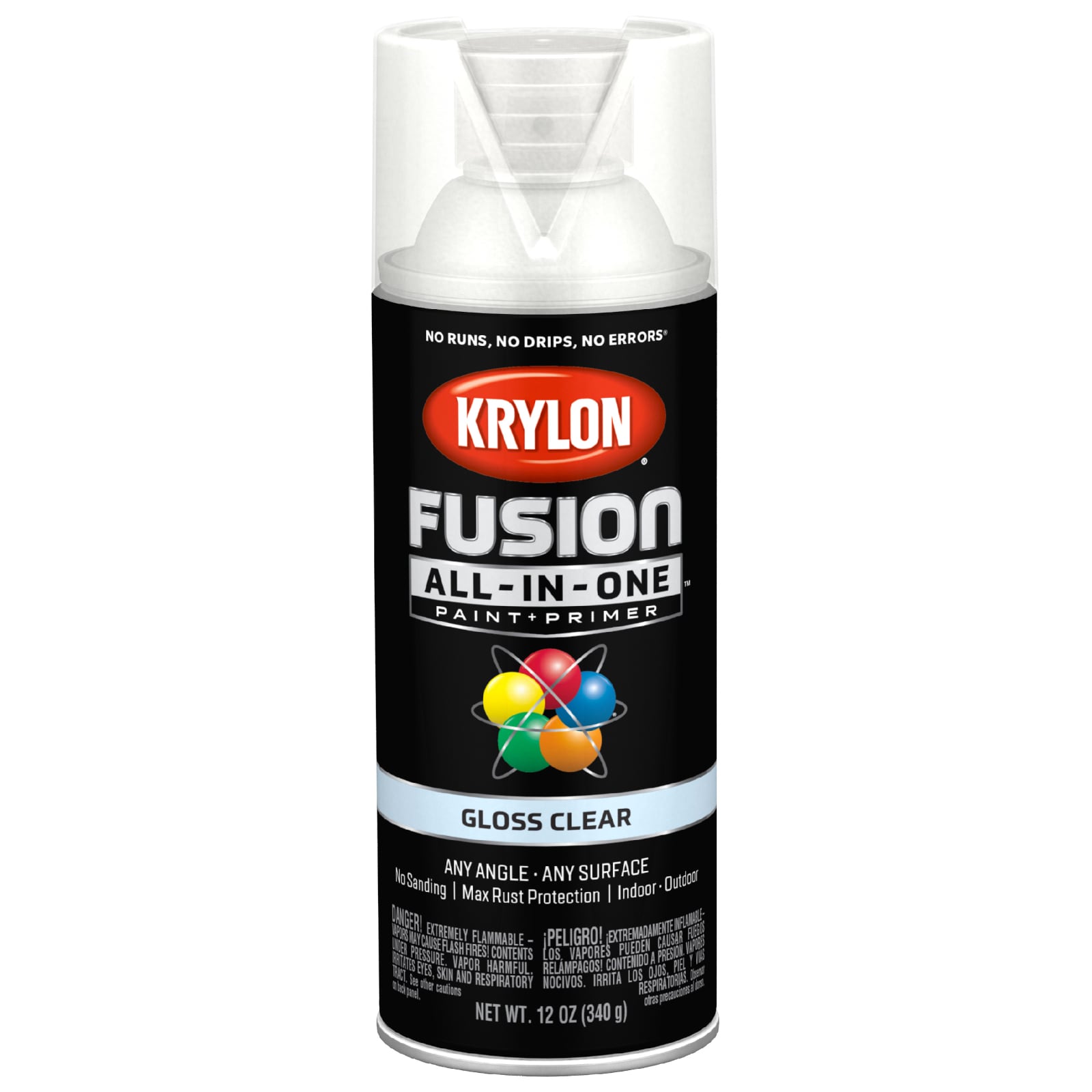 Krylon Fusion All-In-One Spray Paint, Gloss Clear, 12 oz.