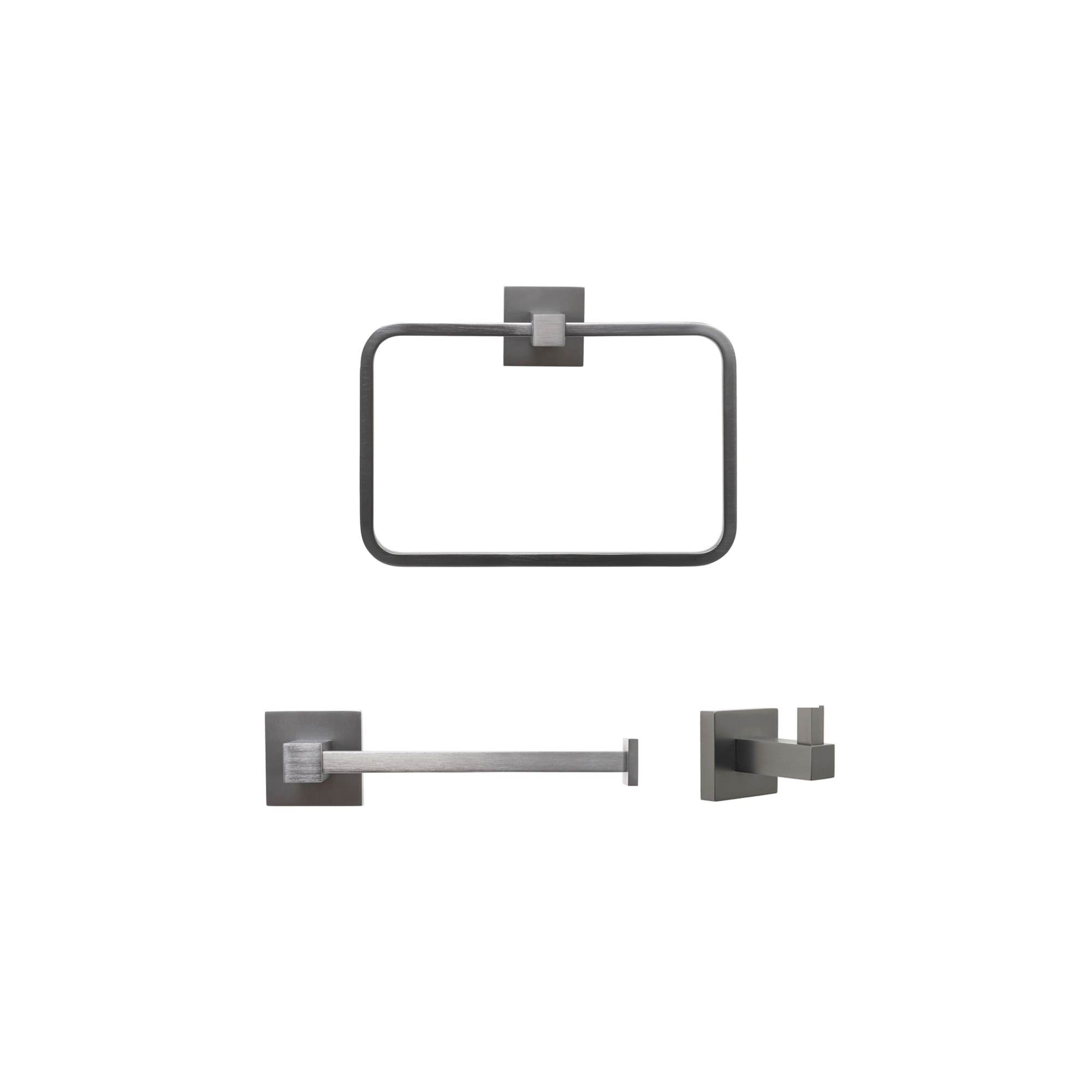 Italia CT234SET 3 -Piece Catania Gunmetal Decorative Bathroom Hardware Set Toilet Paper Holder, Towel Ring ,Robe Hook Included