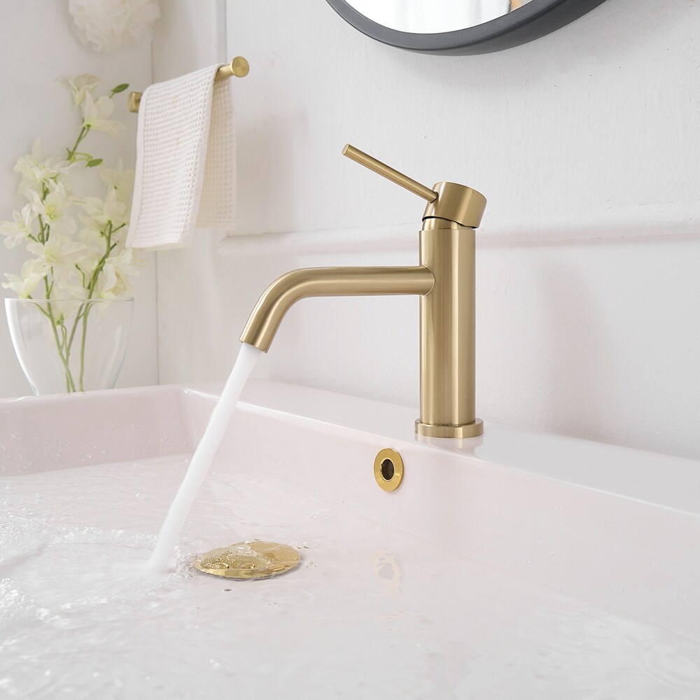 Brushed Gold Single Handle Deck-Mounted Bathroom Faucet