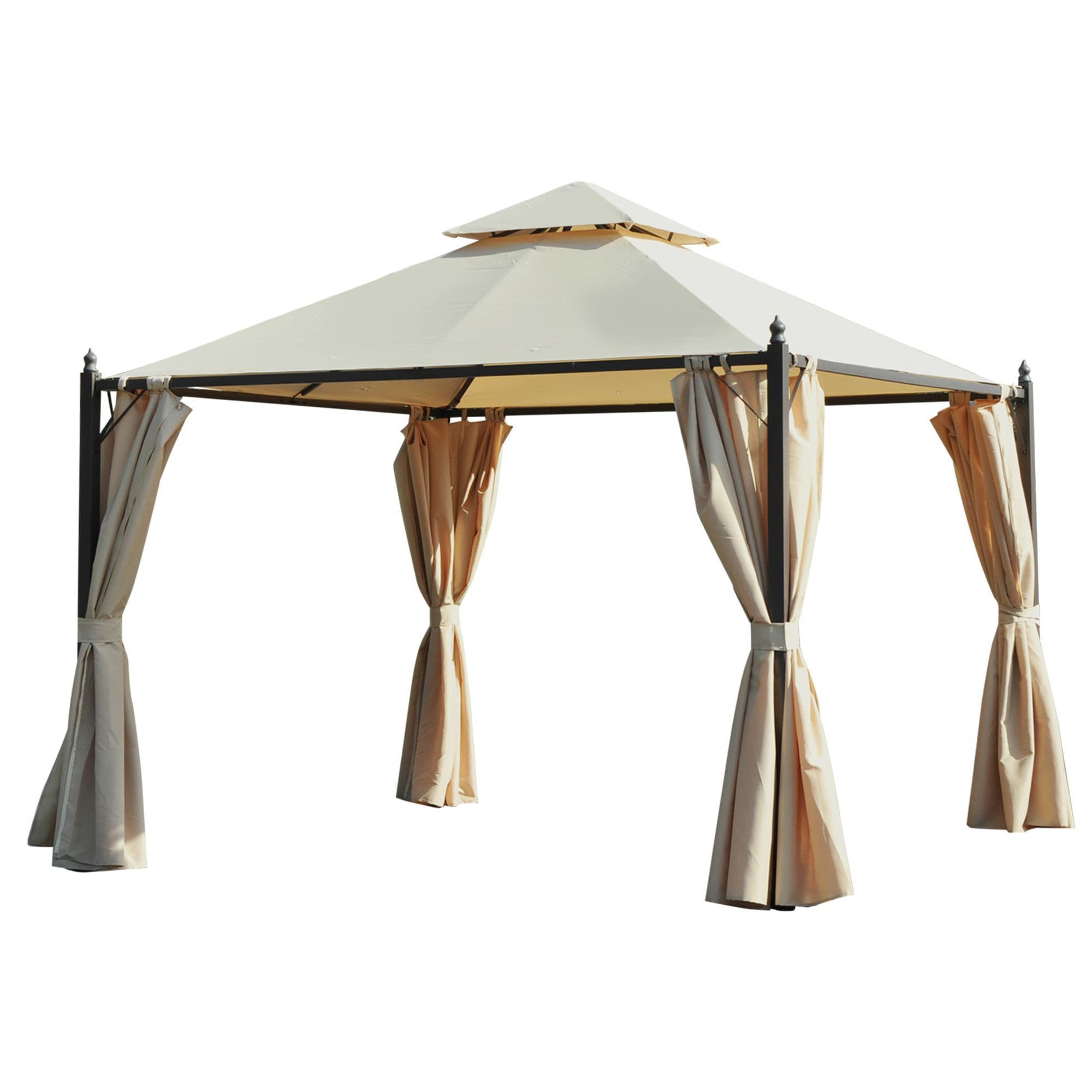 Miki Shinly AB-0029-17JJ 10-ft x 10-ft Beige Square Grill Gazebo with Soft top Roof (Screen Included)