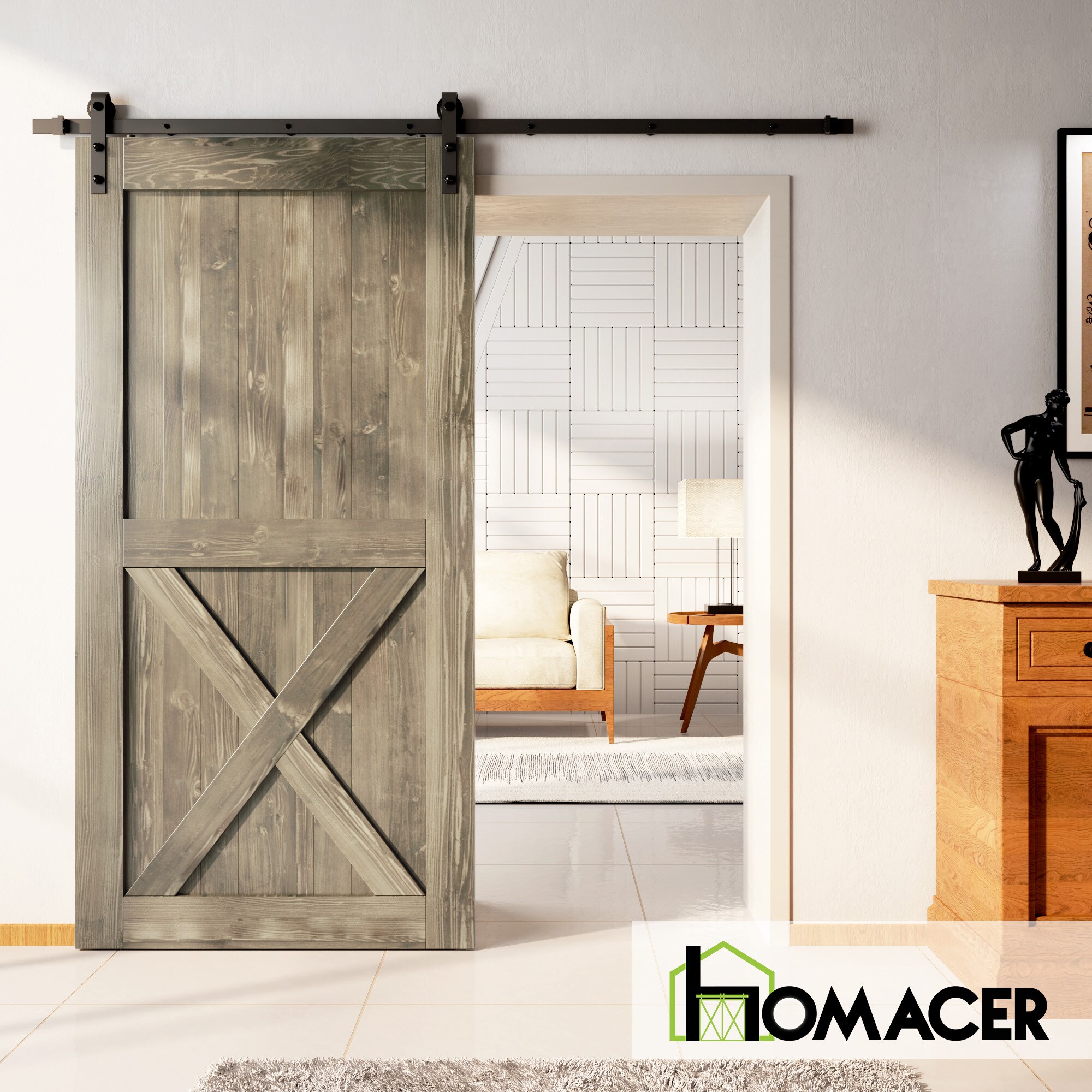 HOMACER 4484-X-GRAY Barn-Doors - View #2
