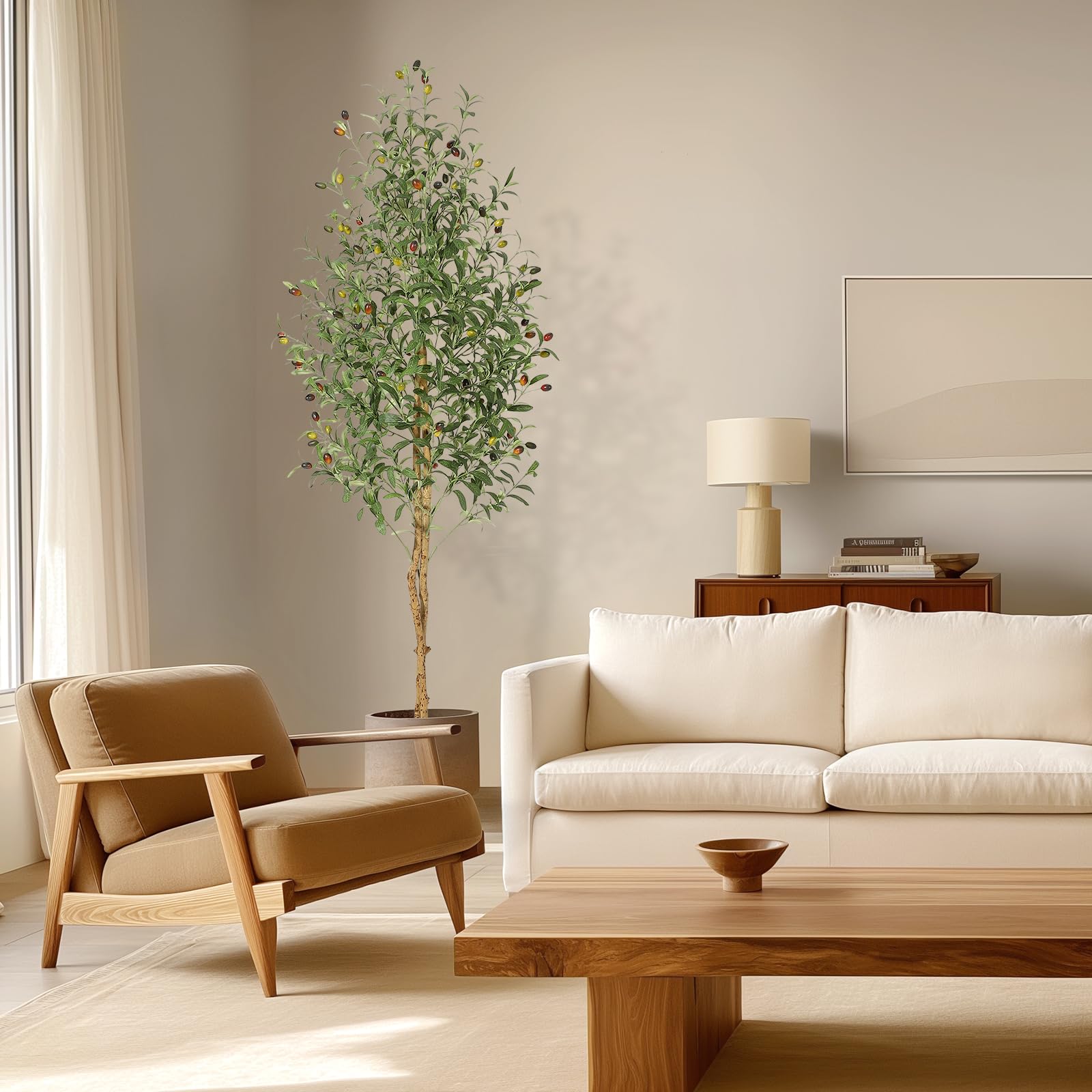 Garvee Faux Olive Tree 6 ftTall Artificial Tree Indoor with 2 Natural ...