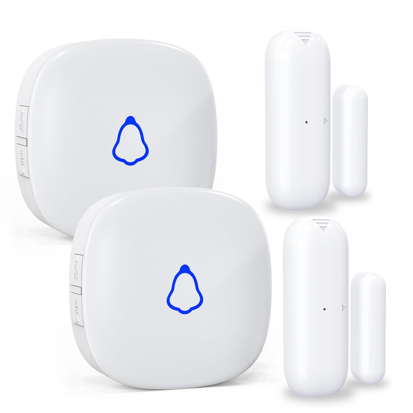 AKSCYZM  Wireless Door Chime Entry Alert Sensor Alarm with 500 FT Range 58 Chimes 5 Volume Levels for Business Store Home Office 2 Pairs White