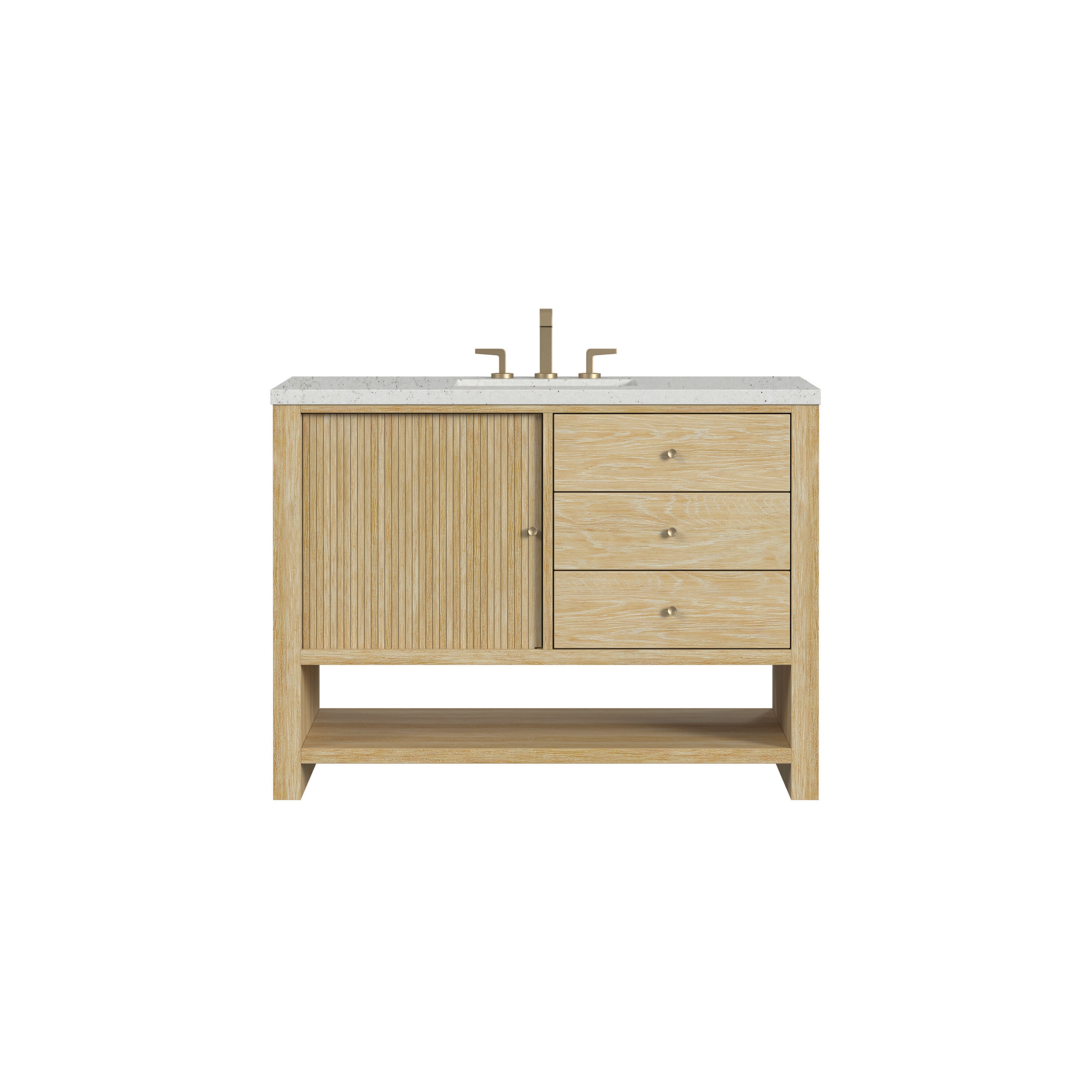 James Martin Vanities D404-V48-SWO-3LDL Marigot 48-in Sunwashed Oak Undermount Single Sink Bathroom Vanity with Lime Delight Quartz Top
