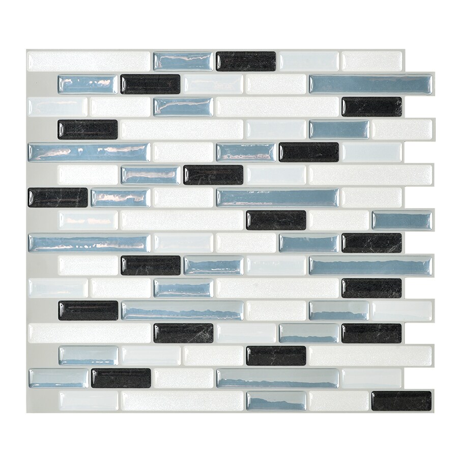 Smart Tiles SM1041-6 6-Pack White Glossy Composite Vinyl Linear Peel & Stick Tile