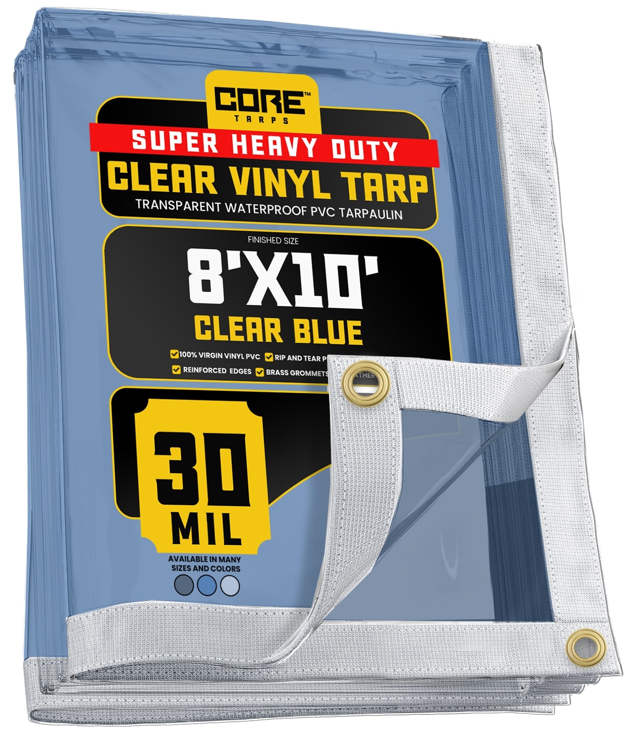 Core Tarps CT-203-8X10 8-ft x 10-ft Blue Commercial Vinyl 30-Mils Tarp