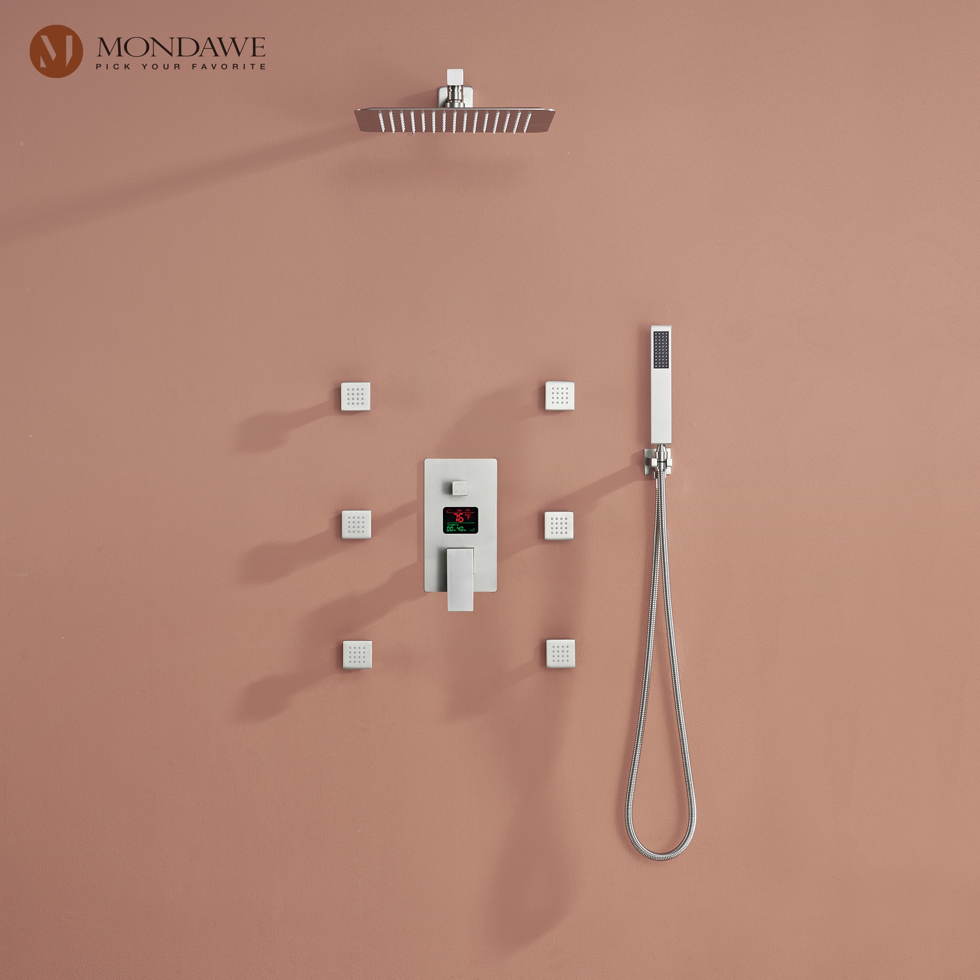 Mondawe WF6025NI-12BN Showerhead-Bar-Panels - View #3