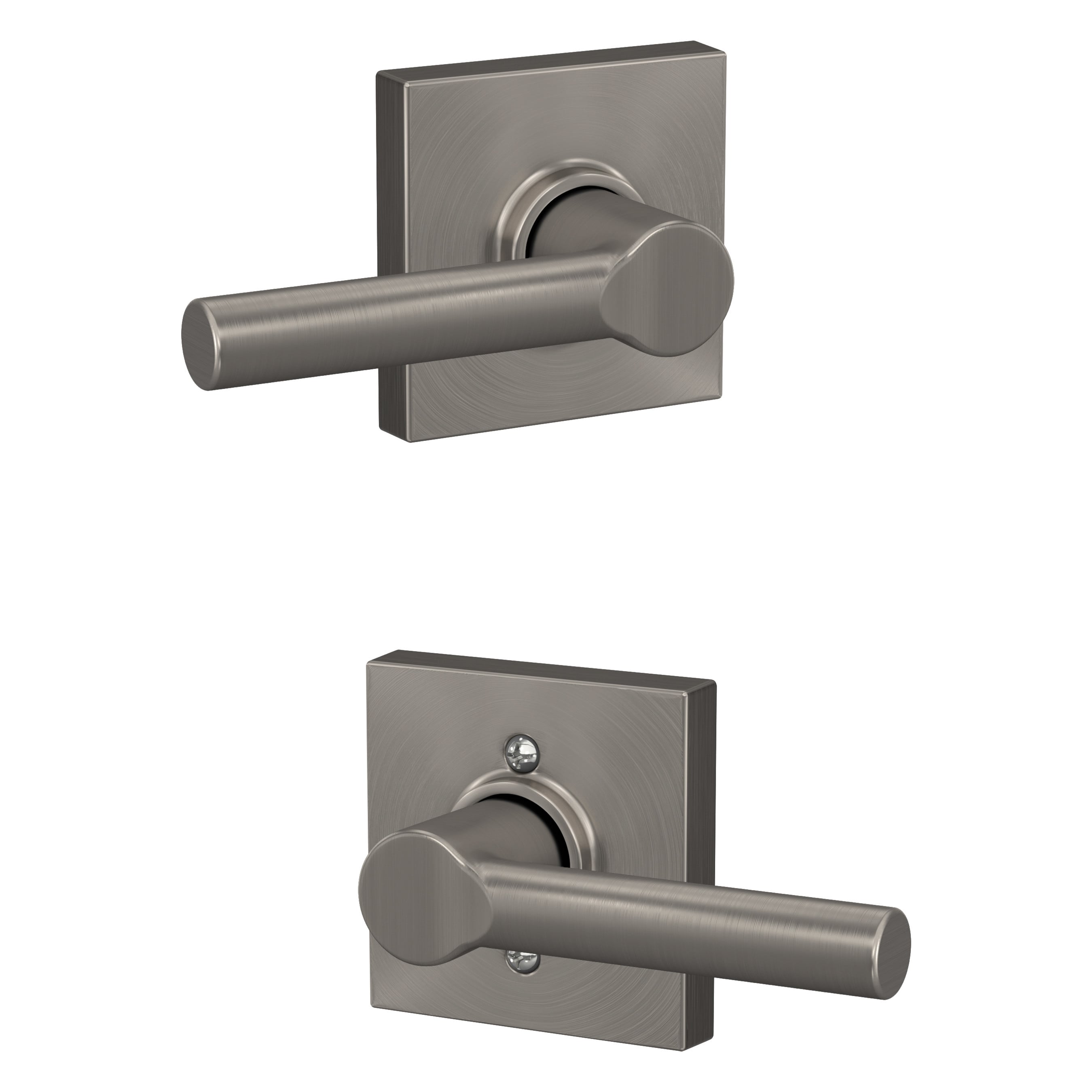 Schlage F10 BRW 619 COL Broadway-Collins Satin Nickel Interior Hall/Closet Passage Door Handle