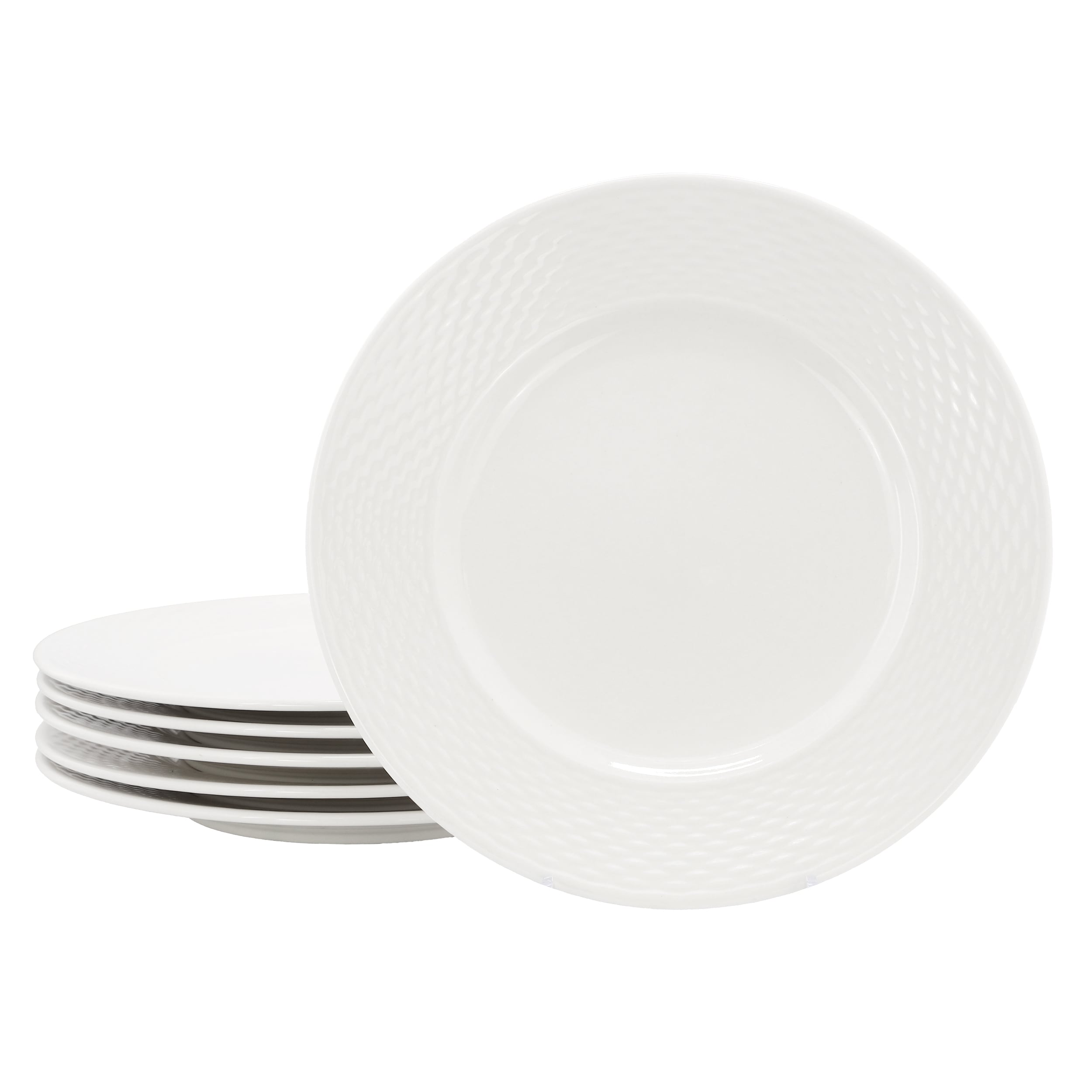 Elama  Ophelia 6 Piece Stoneware Dinner Plate Set in White