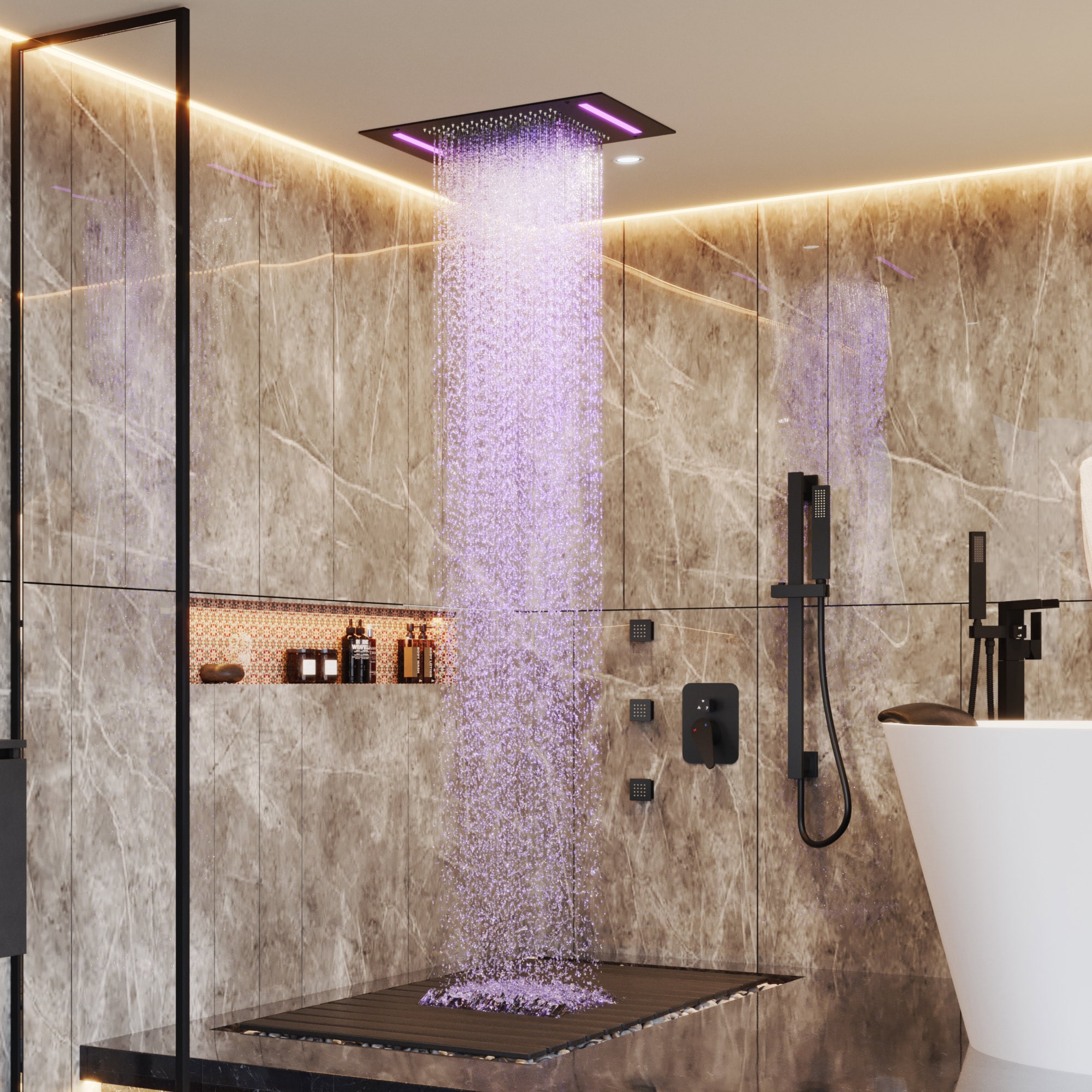 CASAINC CA-A4372-MB Showerhead-Bar-Panels - View #3