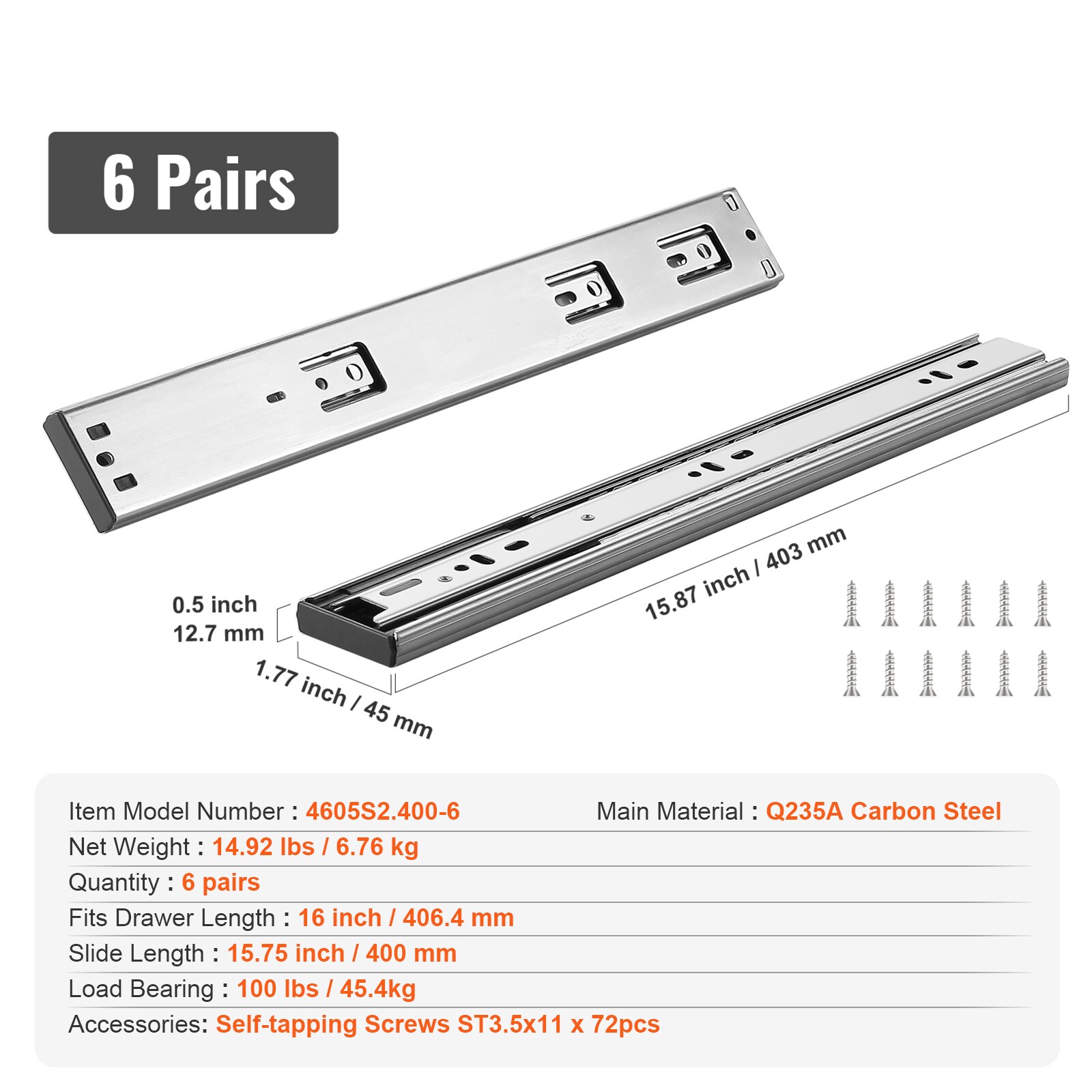 VEVOR CZCJCTDG100LCQ258V0 Drawer-Slides - View #10