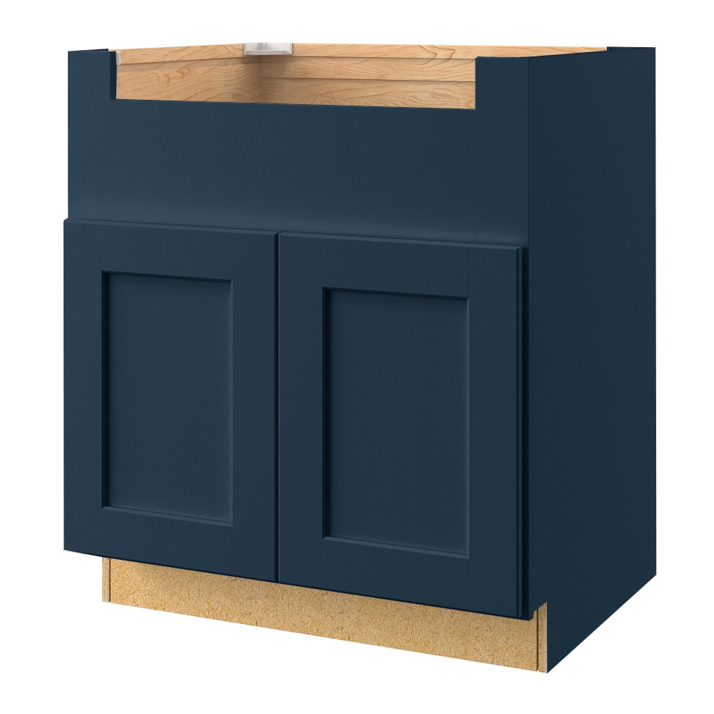allen + roth 25379NV Port 36-in W x 34.5-in H x 24-in D Navy Apron front sink Base Fully assembled Cabinet (Flat Panel Shaker)