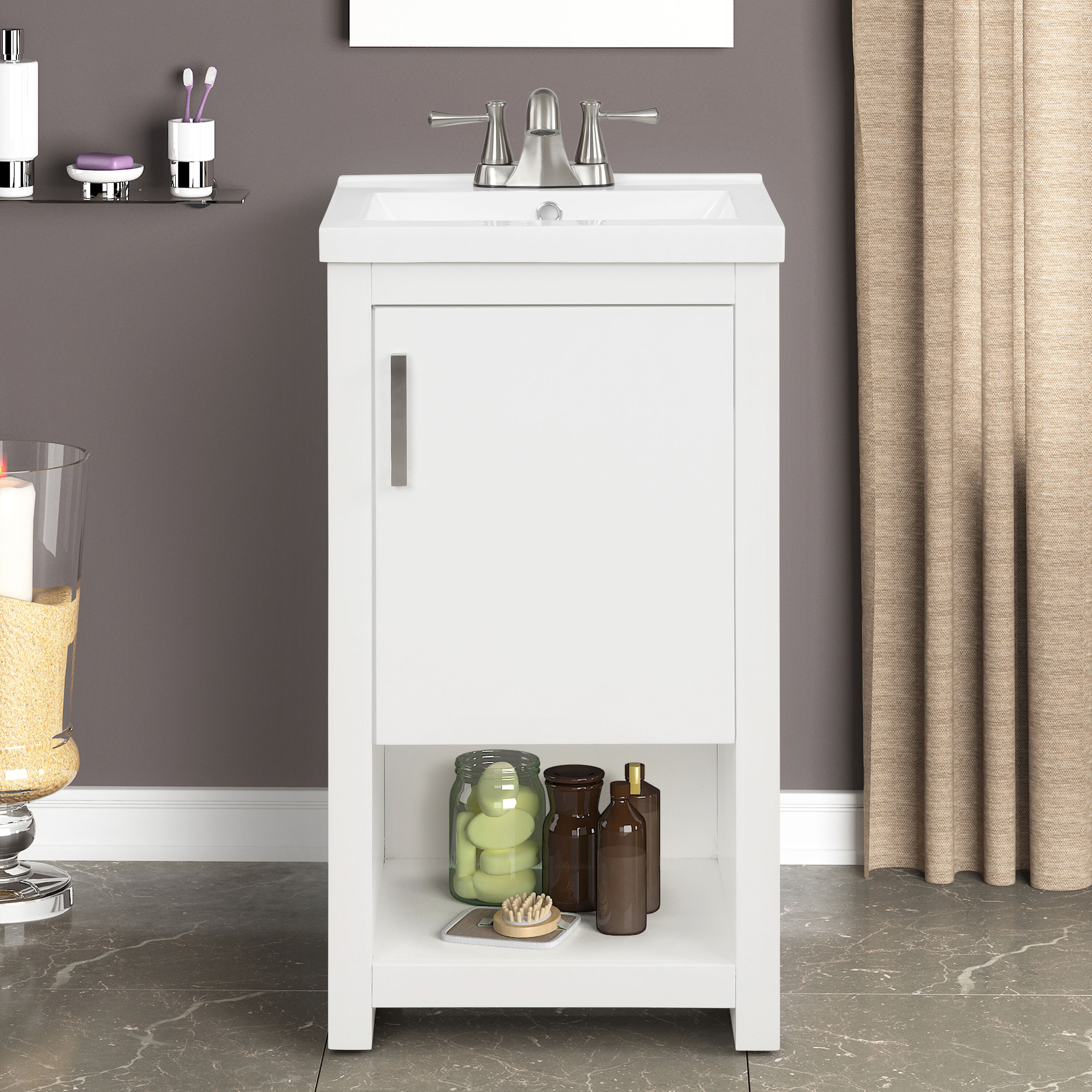 Style Selections Del Rose 18-in White Single Sink Bathroom Vanity