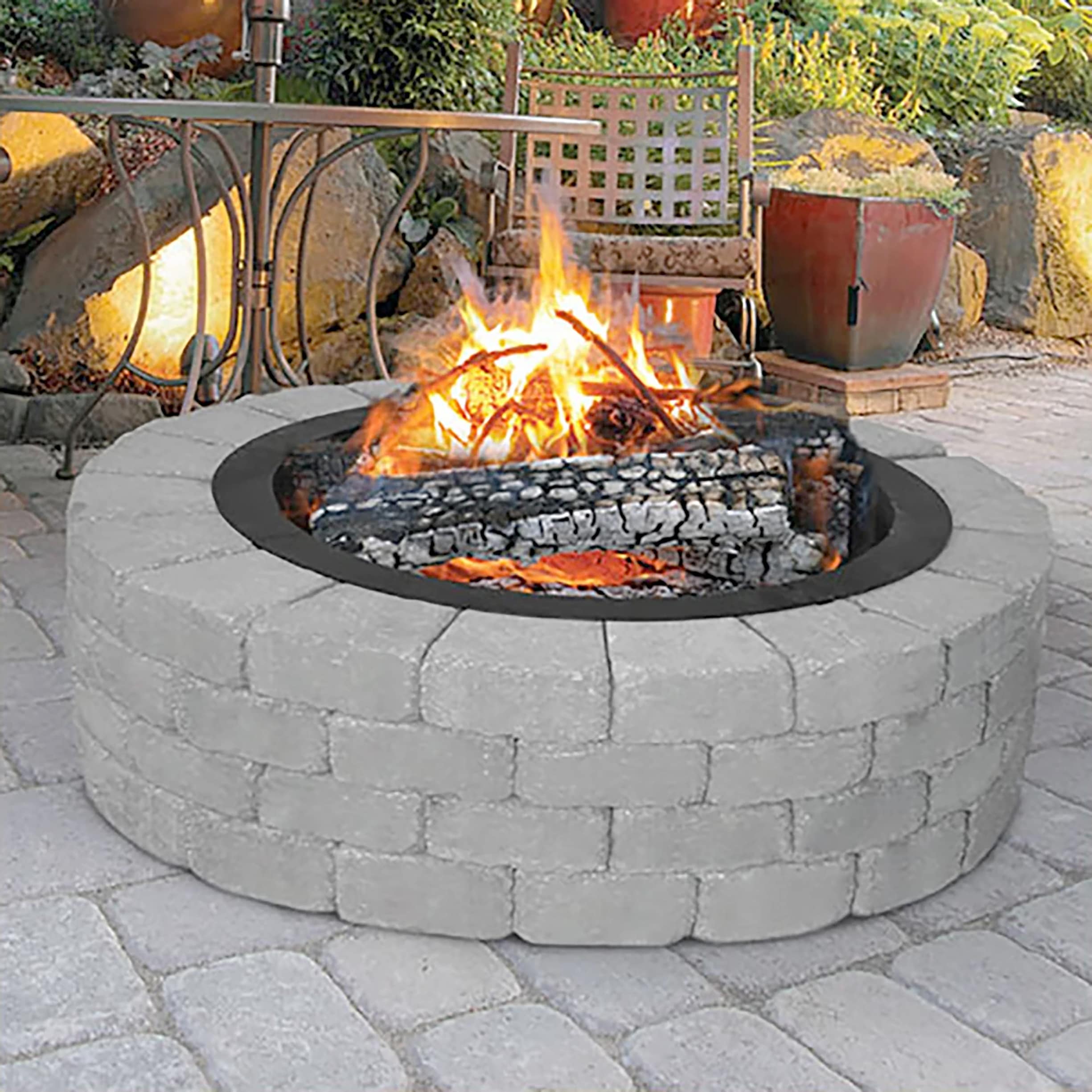 Black 36" Round Heavy-Duty Steel Fire Pit Ring