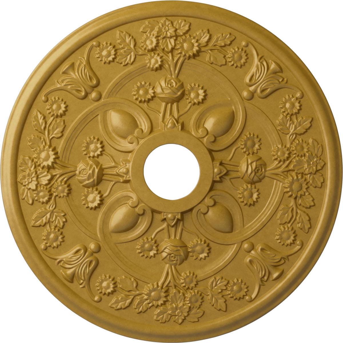 Ekena Millwork CM30ROIGS Rose 30.875-in W x 30.875-in L Painted Iridescent Gold Polyurethane Whole Ceiling Medallion
