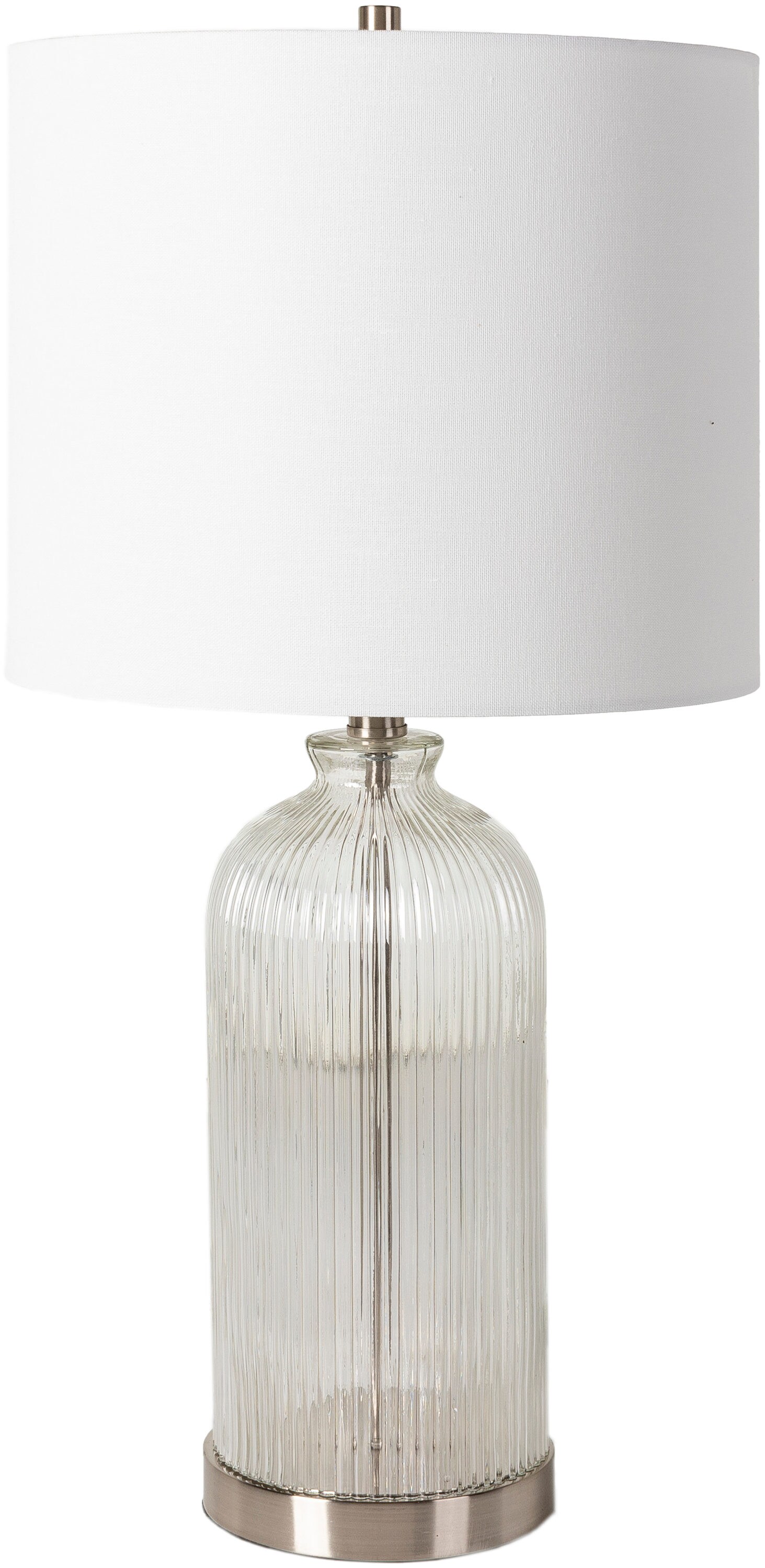 Surya QUP-001 Quapaw 26.5-in Clear 3-way Table Lamp with Linen Shade