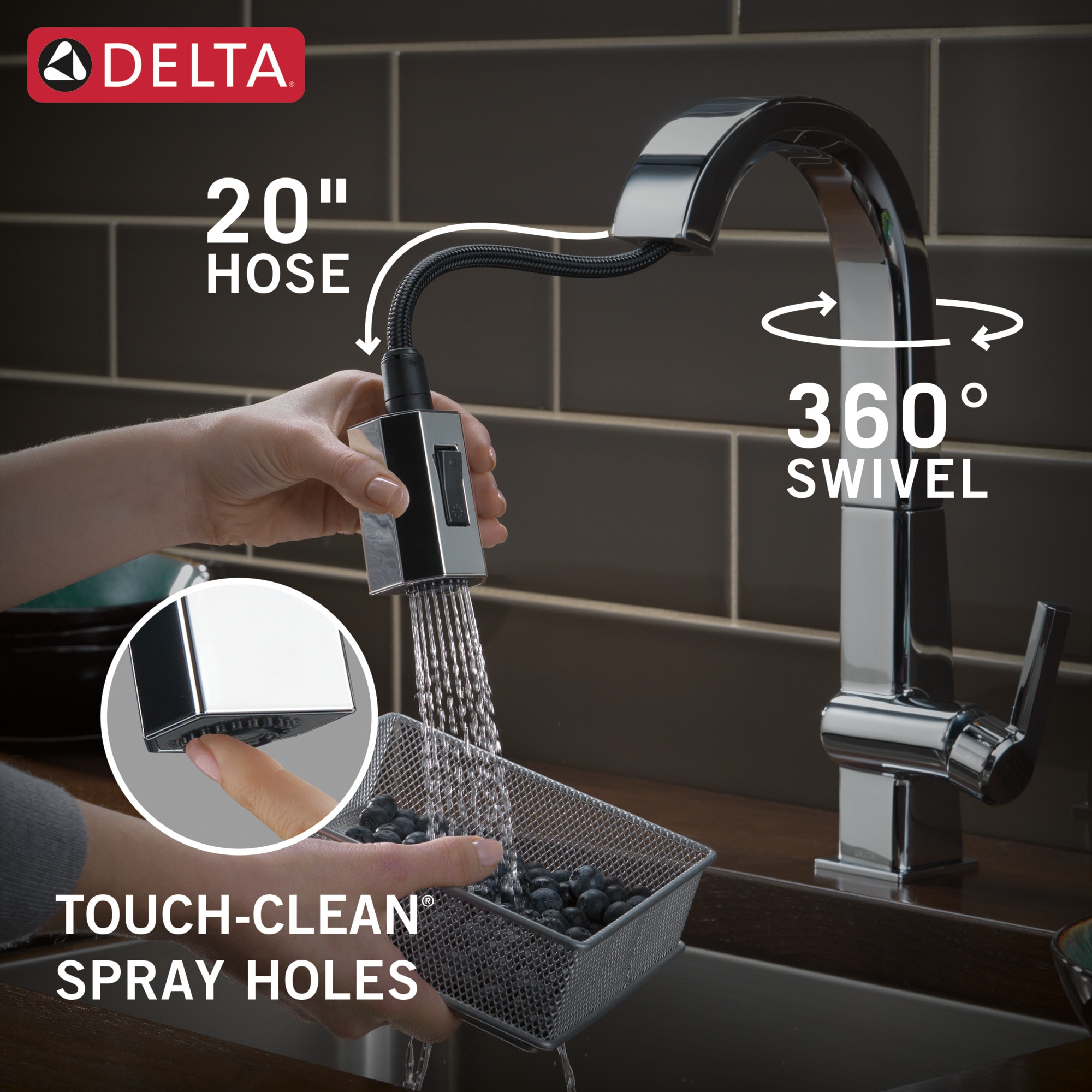 Modern Chrome Pull-Down Kitchen Faucet with 360° Swivel