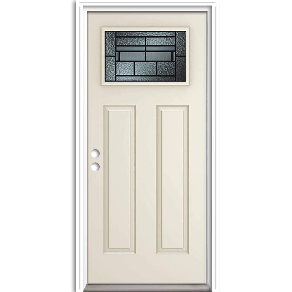 RELIABILT LO691168 Pembrook 36-in x 80-in Steel Craftsman Right-Hand Inswing Primed Prehung Front Door with Brickmould Insulating Core
