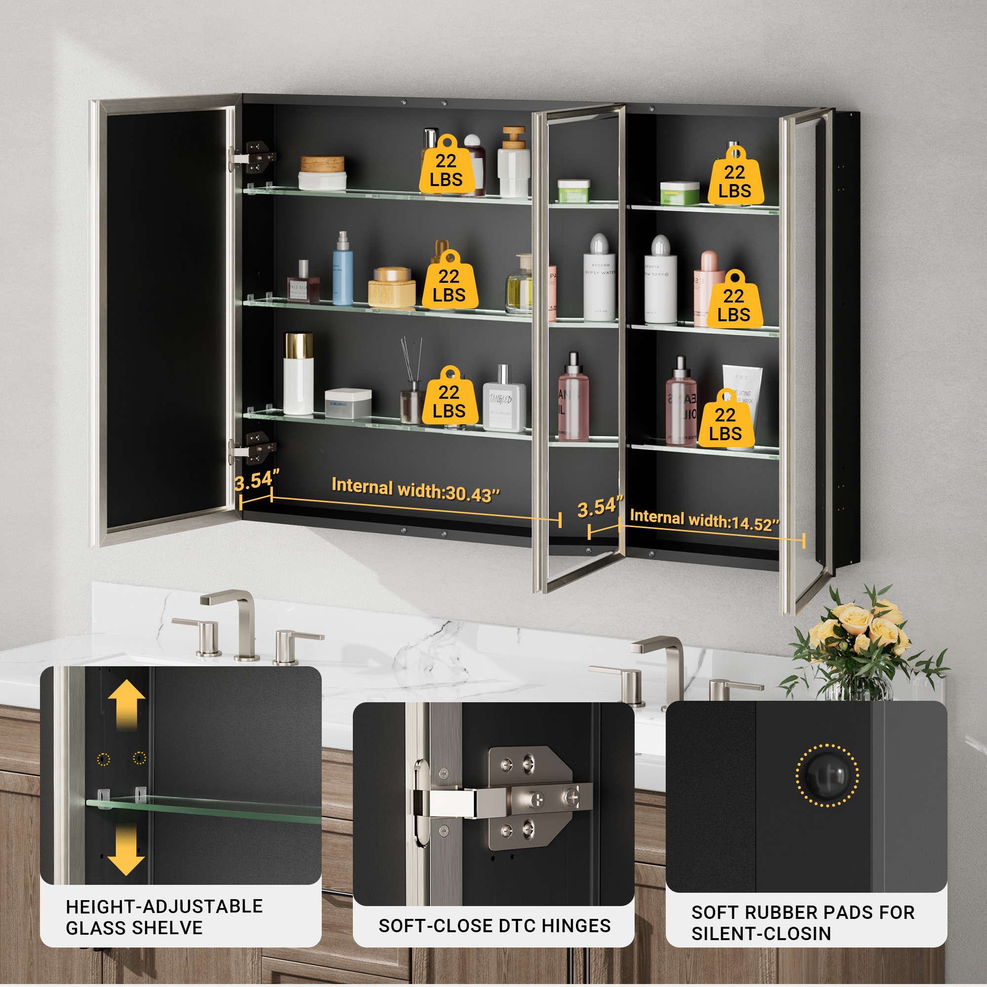 QueenFun MCBB4830BN Bathroom-Medicine-Cabinets - View #7