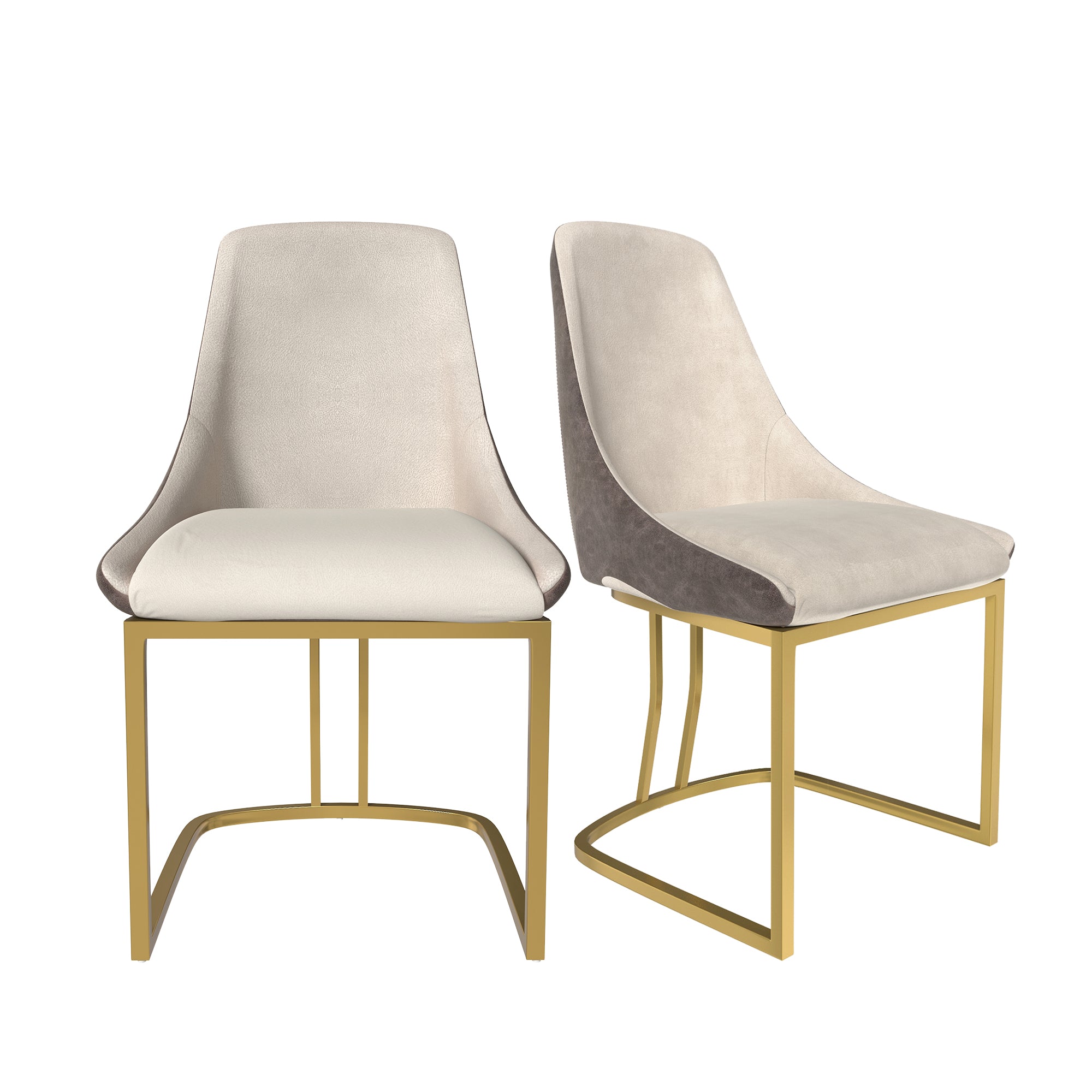 Boyel Living BLDC2432GY Gray PU Modern Dining Side Chair with Metal Legs and Swivel Leveling Feet (Set of 2)