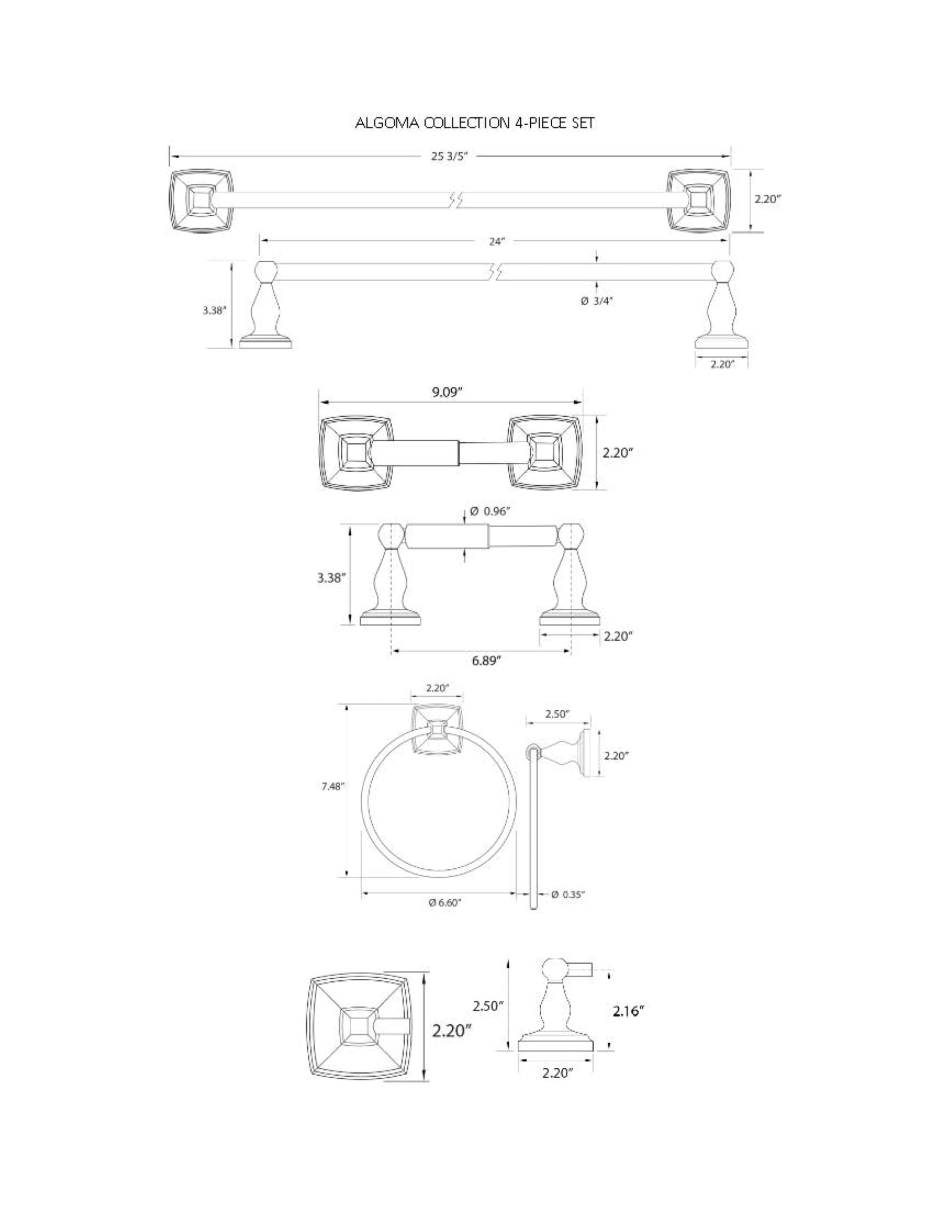 ARISTA BA3201-4PCS-KIT-CH Decorative-Bath-Hardware-Kits - View #6