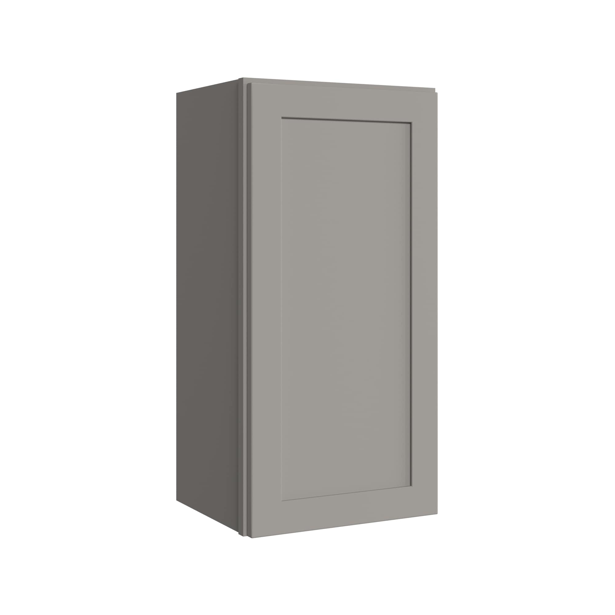 KraftMaid Momentum W1530RG81 Deveron 15-in W x 30-in H x 12-in D Pebble Grey Wall Fully assembled Plywood Cabinet (Recessed Panel Shaker)