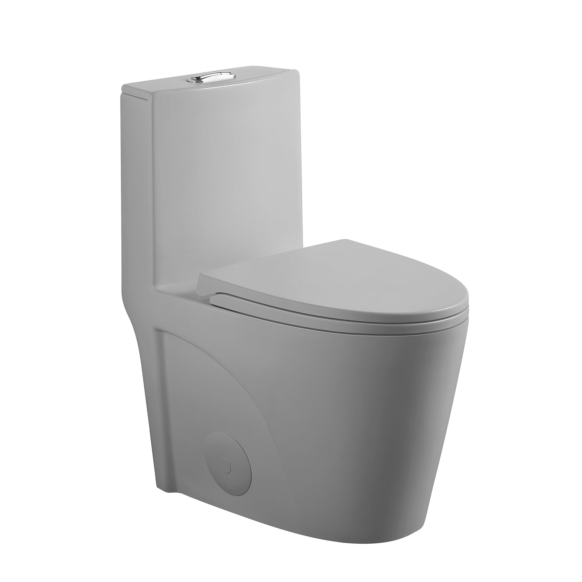 WELLFOR GTLLG-001 Light Gray Elongated Chair height 12-in Rough-In WaterSense 1.6 GPF Dual Slow Close Feature 1-piece Toilet
