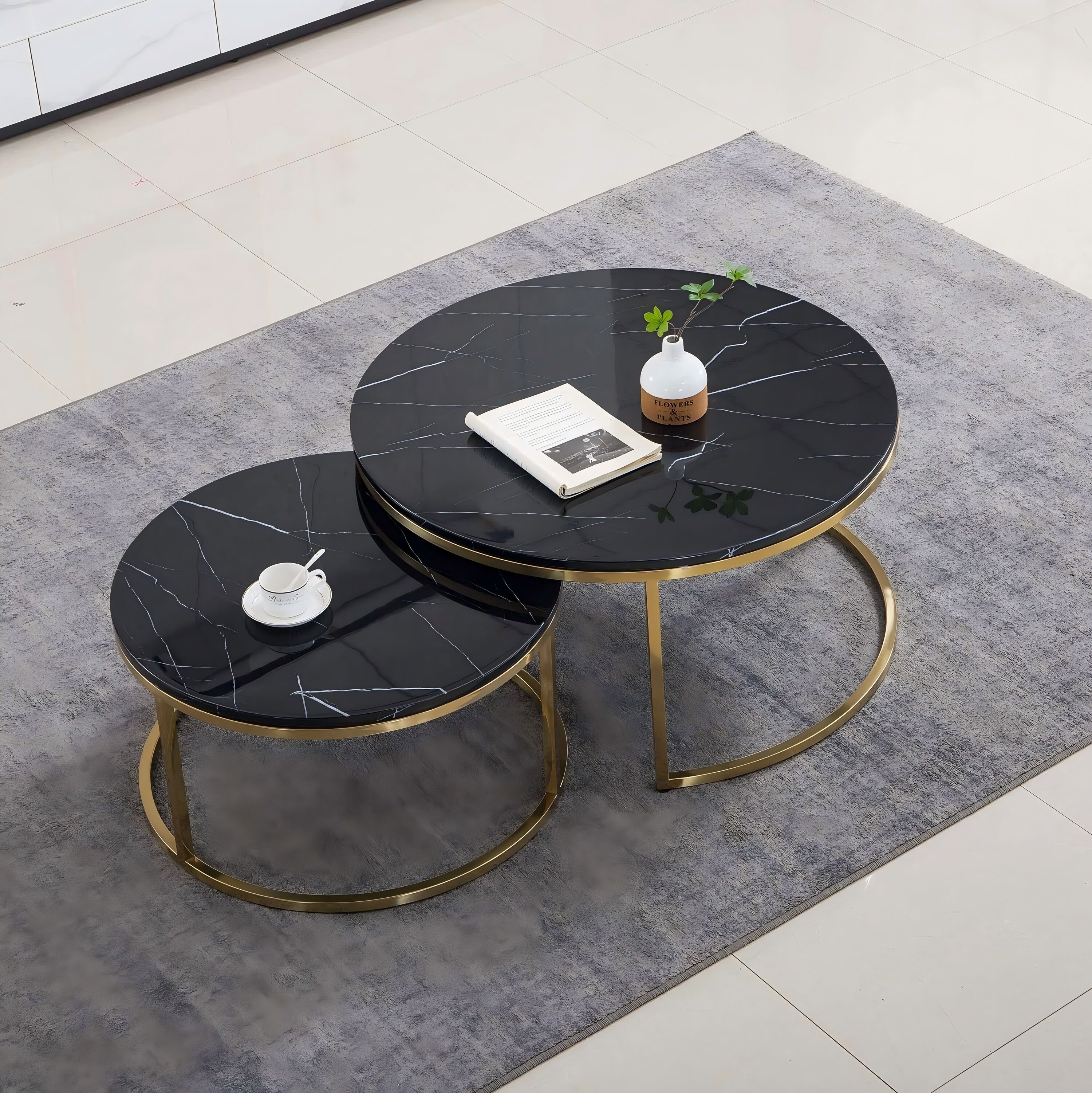 LTMATE LSCT1033GMB Black Granite/Marble Modern Coffee Table