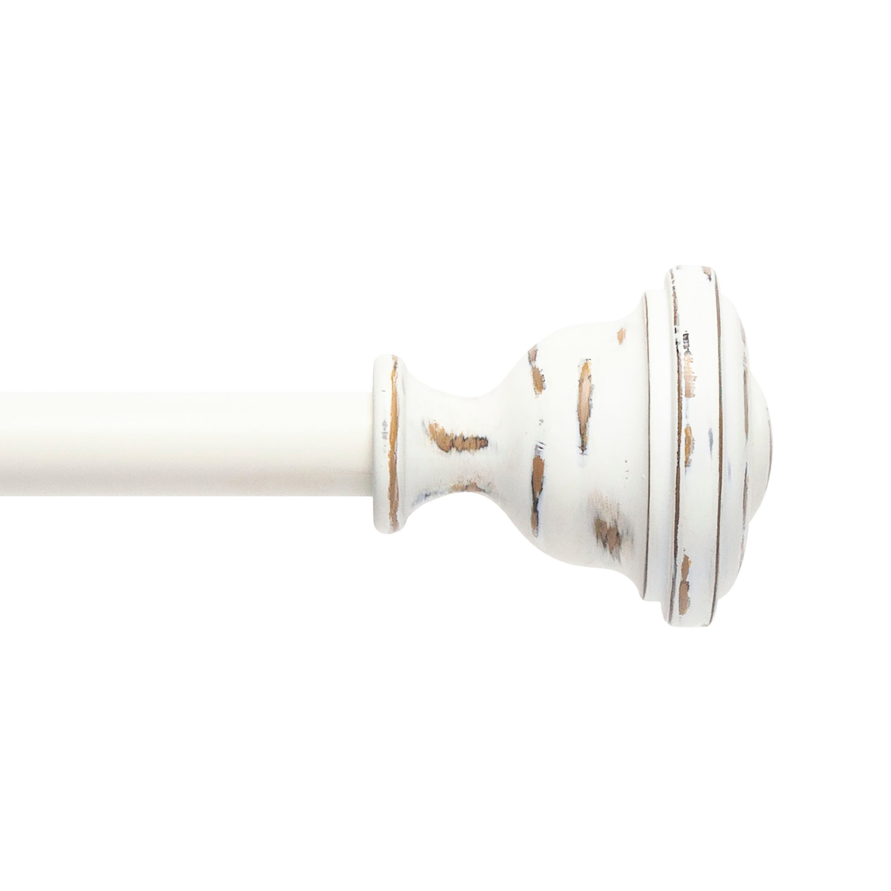 Kenney KNM75545 66-in to 120-in Rustic White Steel Single Curtain Rod with Finials
