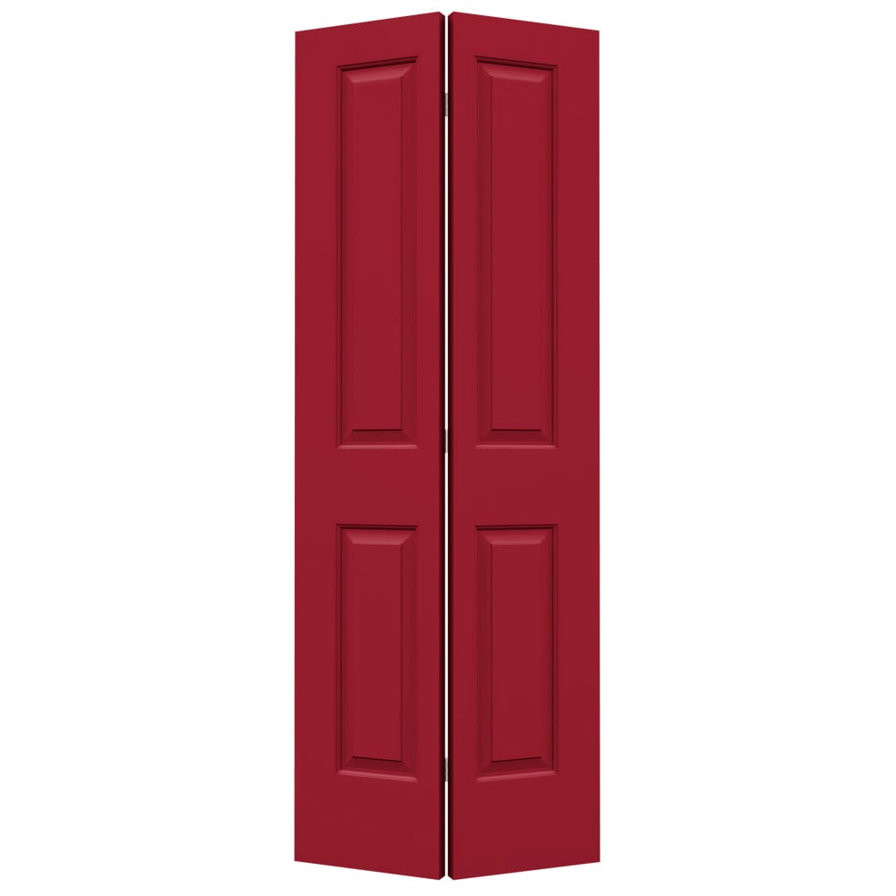 JELD-WEN Cambridge 24-in x 80-in Cranberry 2-panel Square Hollow Core Prefinished Molded Composite Bifold Door Hardware Included in Red -  LOWOLJW160000077