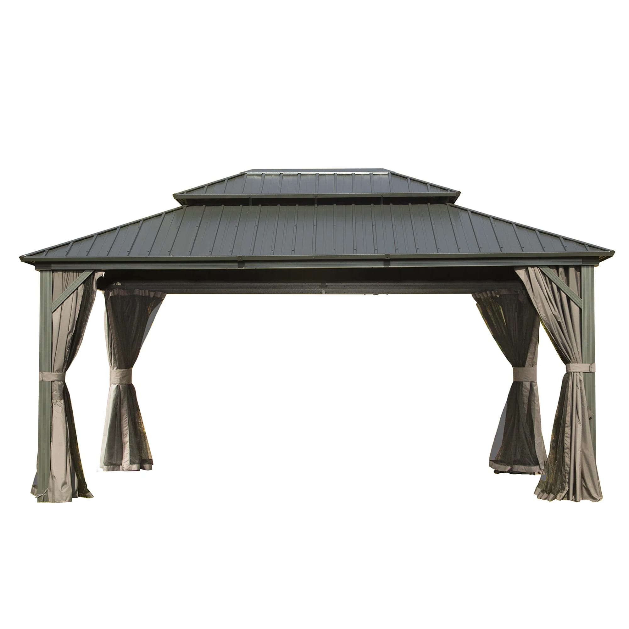 Flynama L-1859S00043 16-ft x 12-ft Brown Rectangle Hardtop Steel Roof